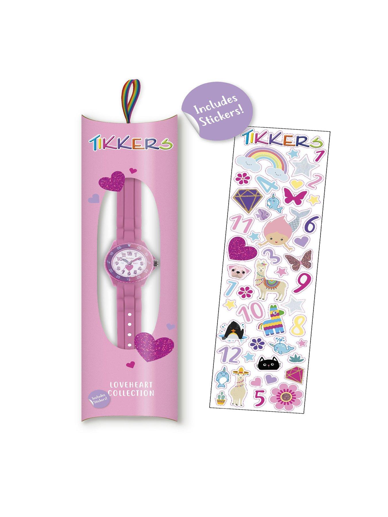 Image 7 of 7 of Tikkers Girls Pink Silicone Strap Heart Time Teacher Watch