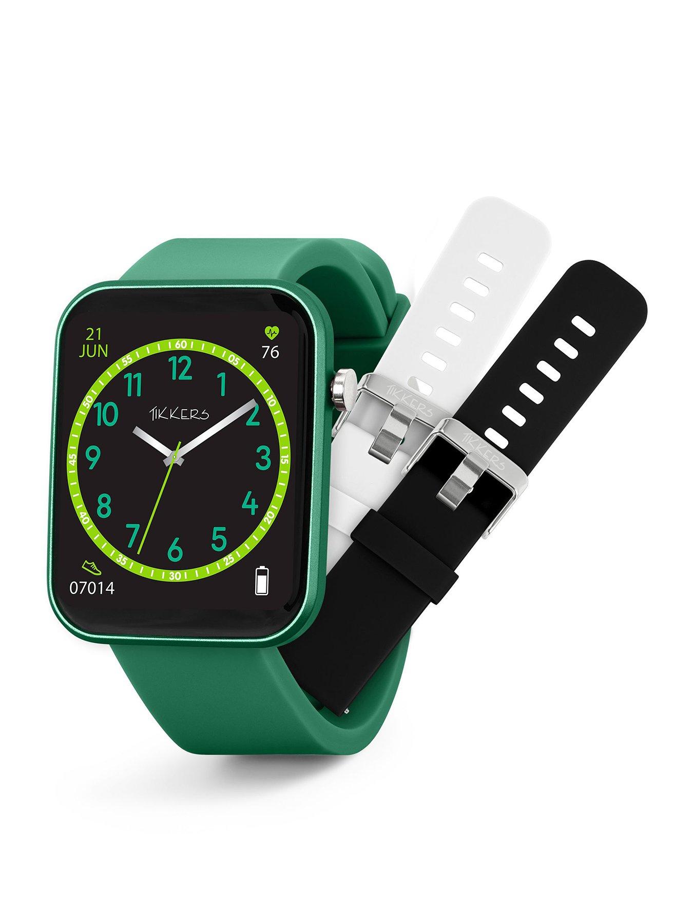 Image 1 of 6 of Tikkers Smart Series 13 Smart Watch and Green Silicone Strap Set