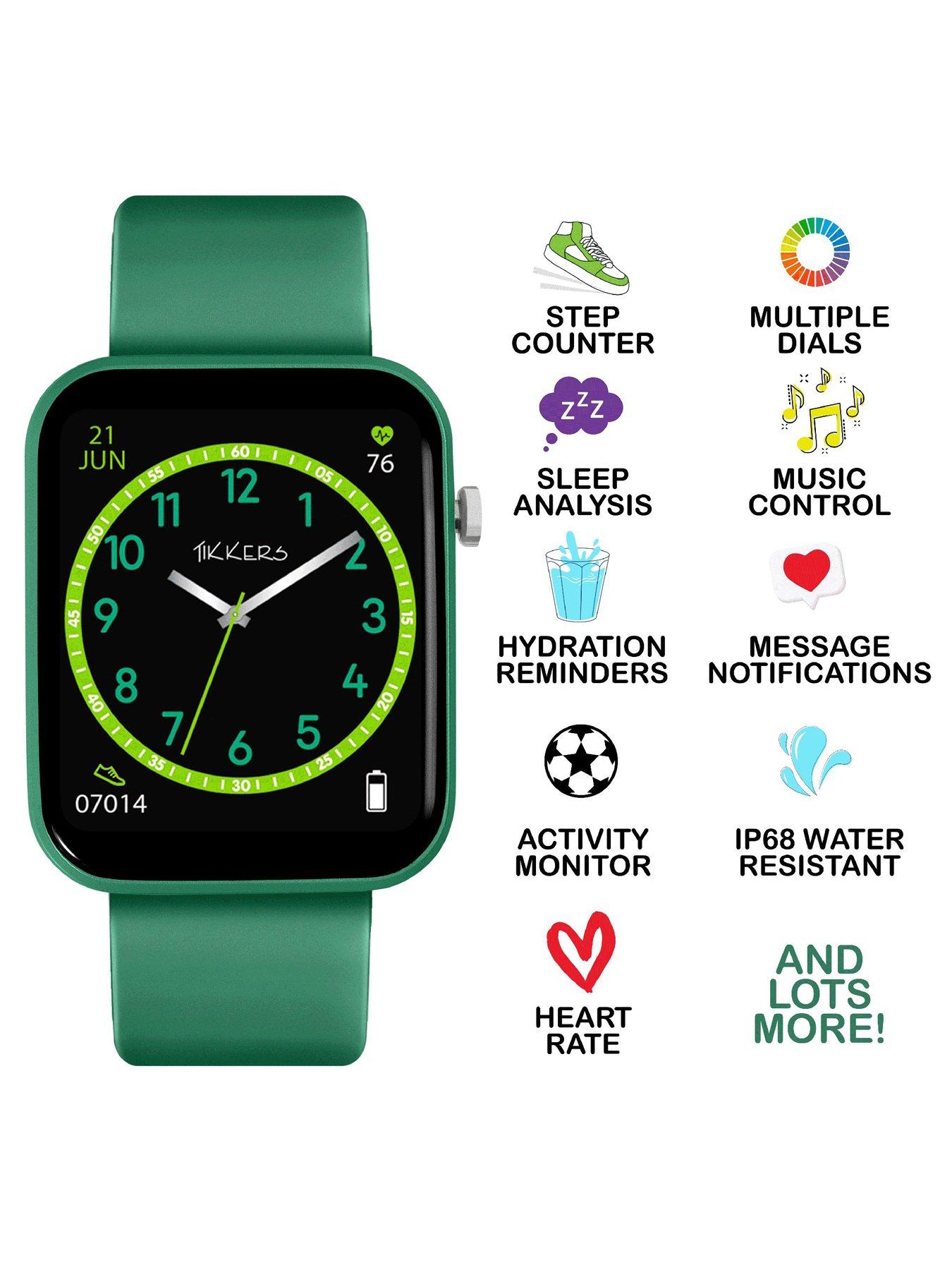 Image 3 of 6 of Tikkers Smart Series 13 Smart Watch and Green Silicone Strap Set