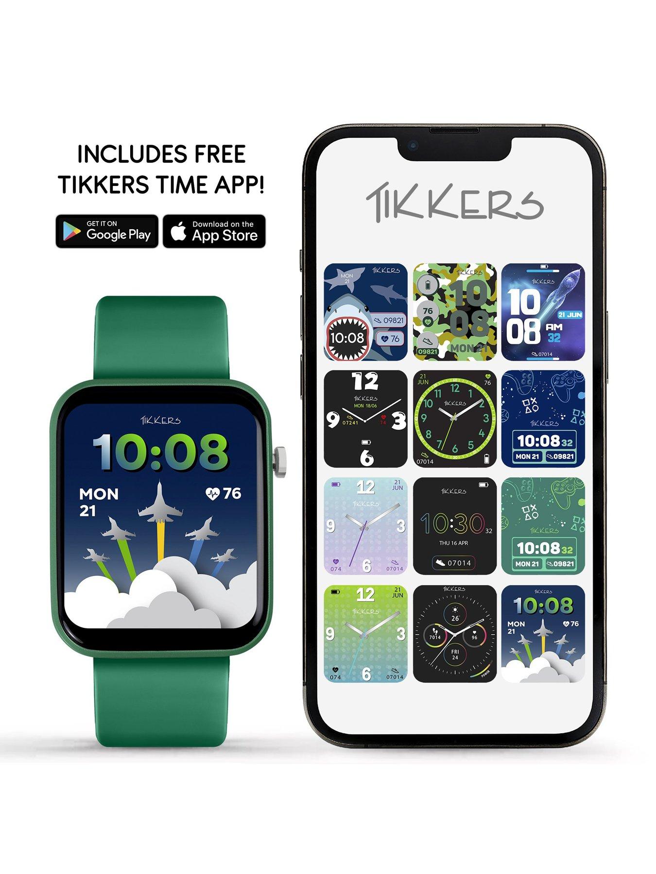 Image 4 of 6 of Tikkers Smart Series 13 Smart Watch and Green Silicone Strap Set