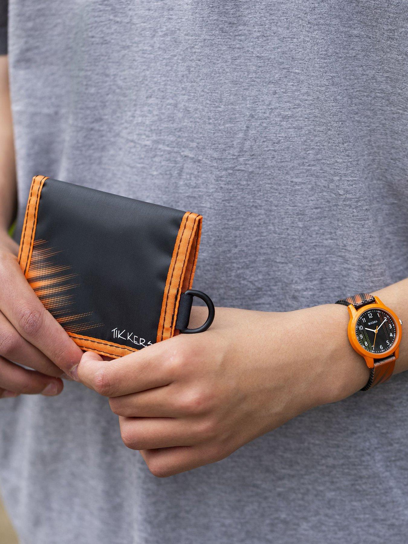 Image 2 of 7 of Tikkers Black &amp; Orange Football Watch, Necklace and Wallet Gift Set