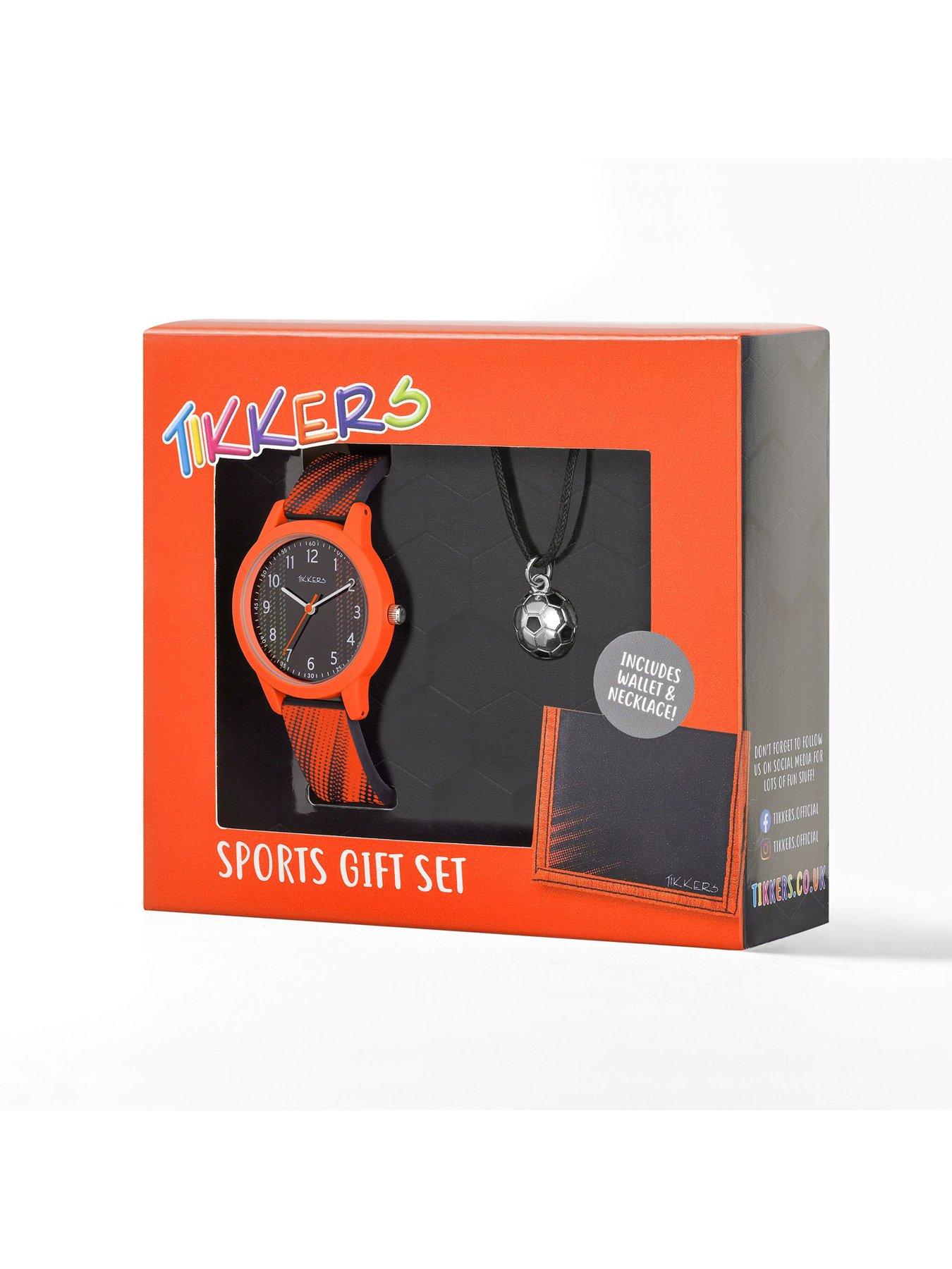 Image 7 of 7 of Tikkers Black &amp; Orange Football Watch, Necklace and Wallet Gift Set