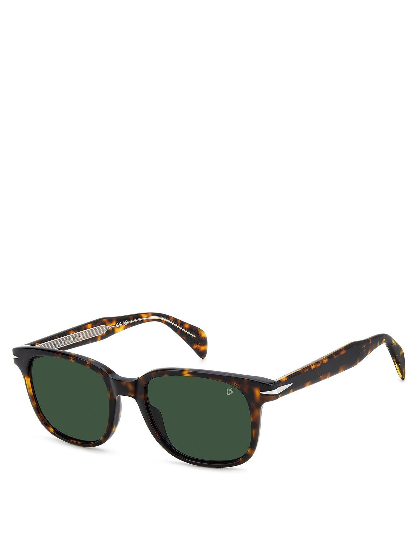 Eyewear by David Beckham Green Acetate Rectangular Sunglasses