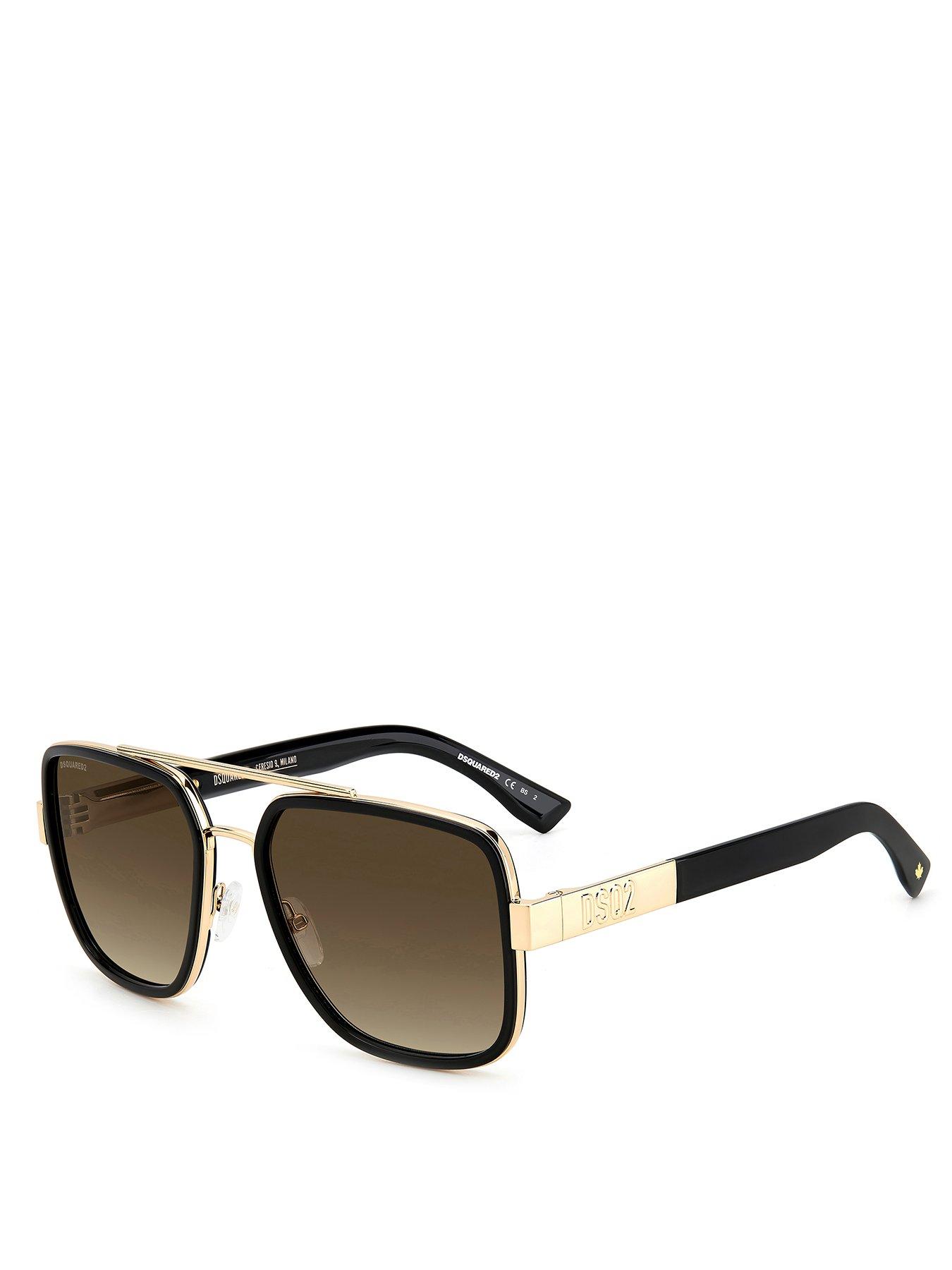 undefined Brown Sqaure Double Bridge Sunglasses