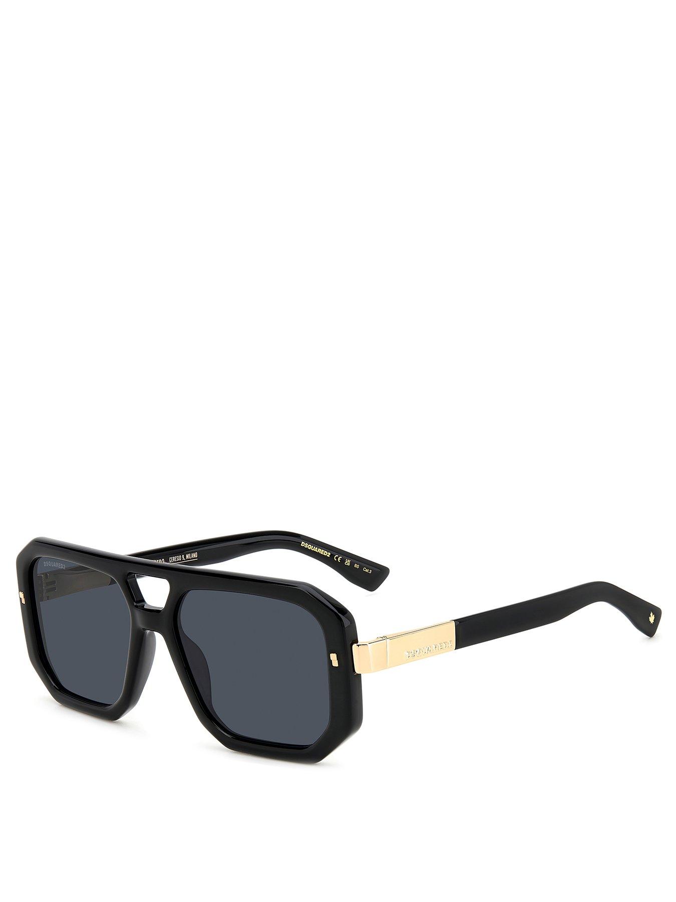 undefined Grey Len Gold Temple Rectangular Sunglasses