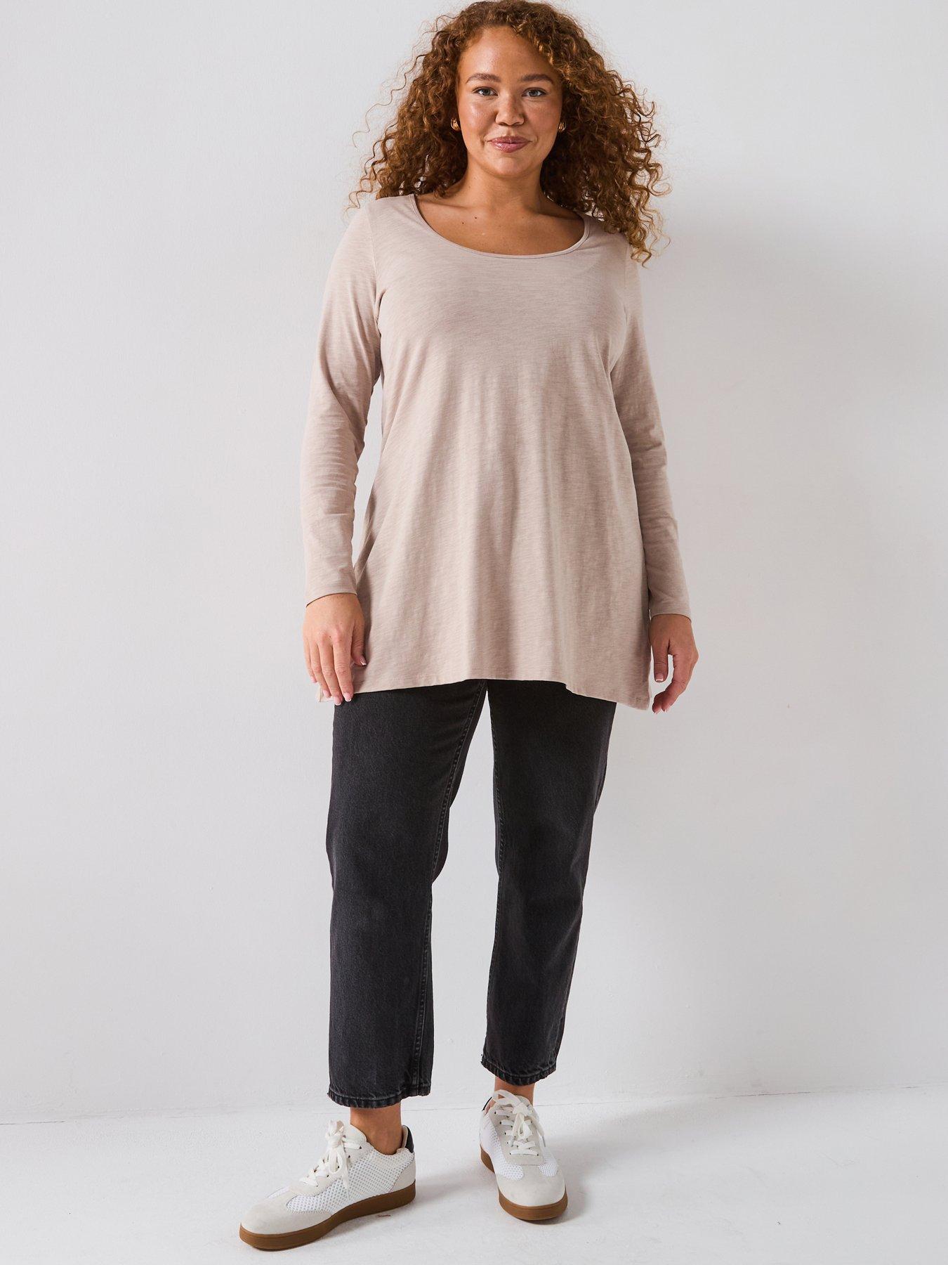 undefined Scoop Neck Long Sleeve Top