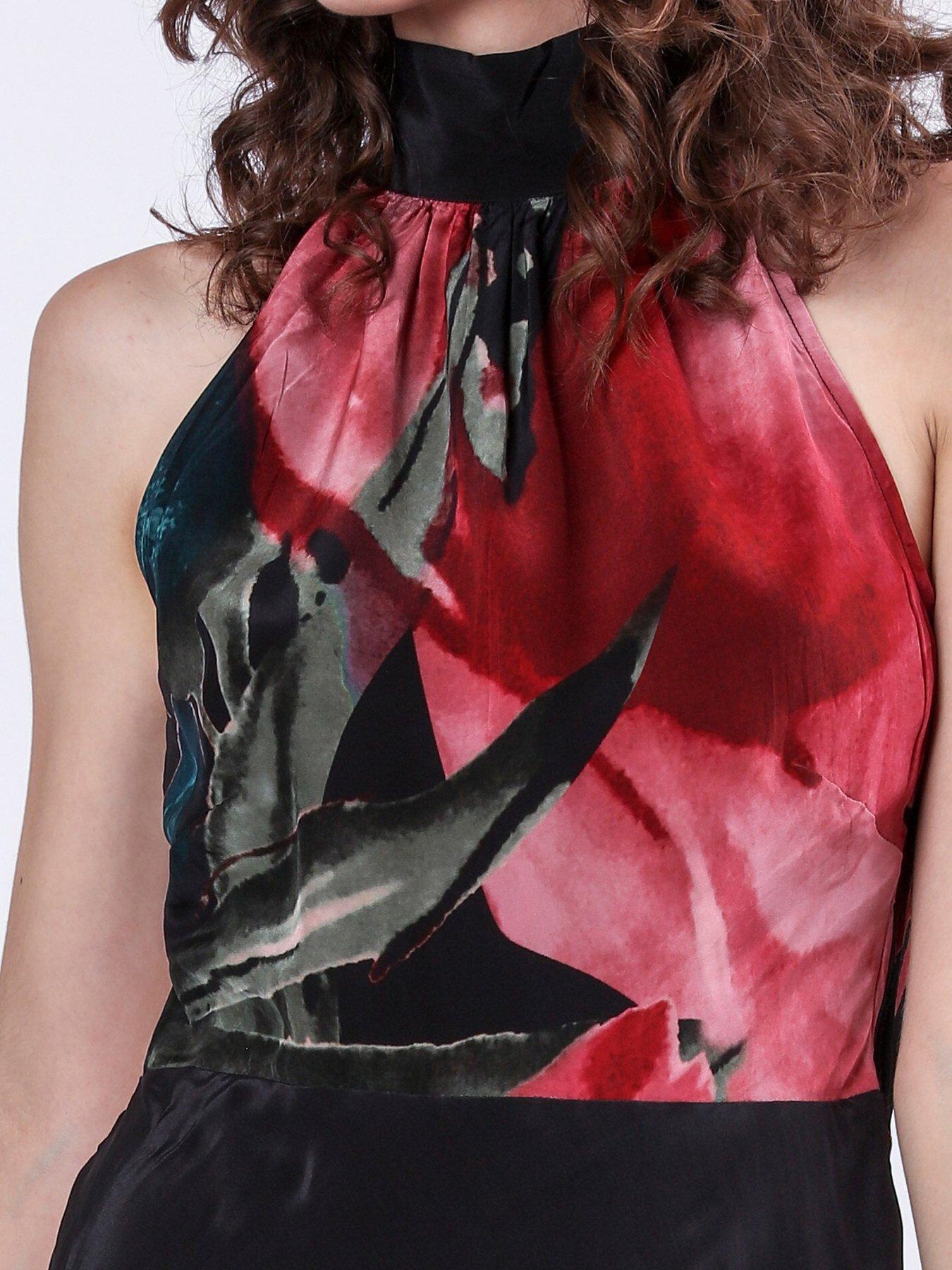 Image 6 of 6 of Religion Valeria Column Maxi Dress With Large Floral Print - Pink