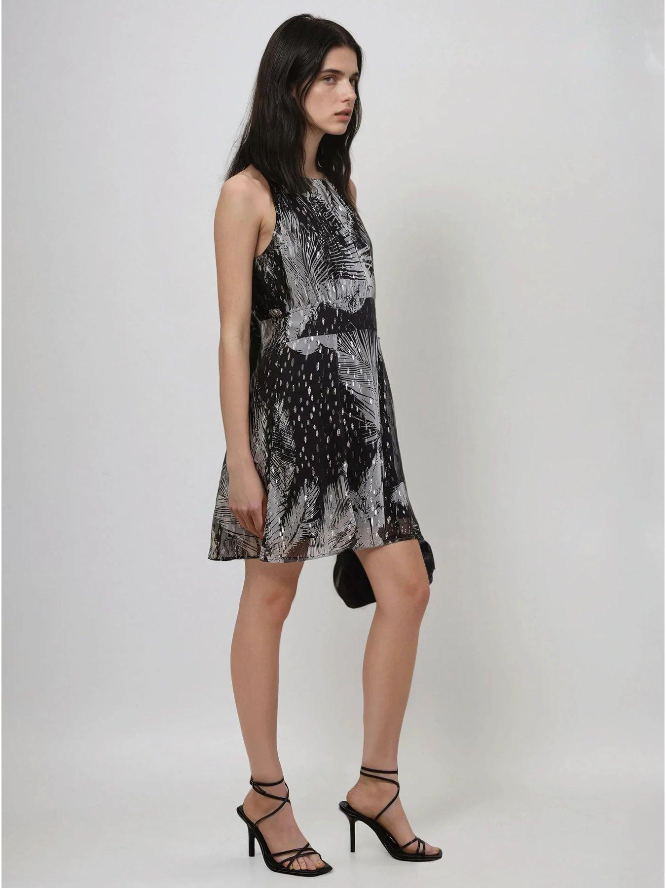Image 2 of 6 of Religion Palm Mini Dress In Metallic Print