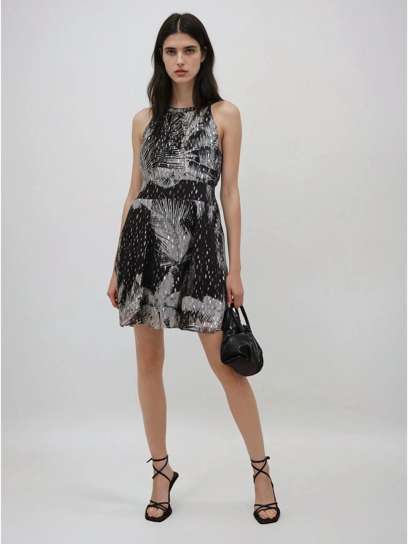 Image 3 of 6 of Religion Palm Mini Dress In Metallic Print