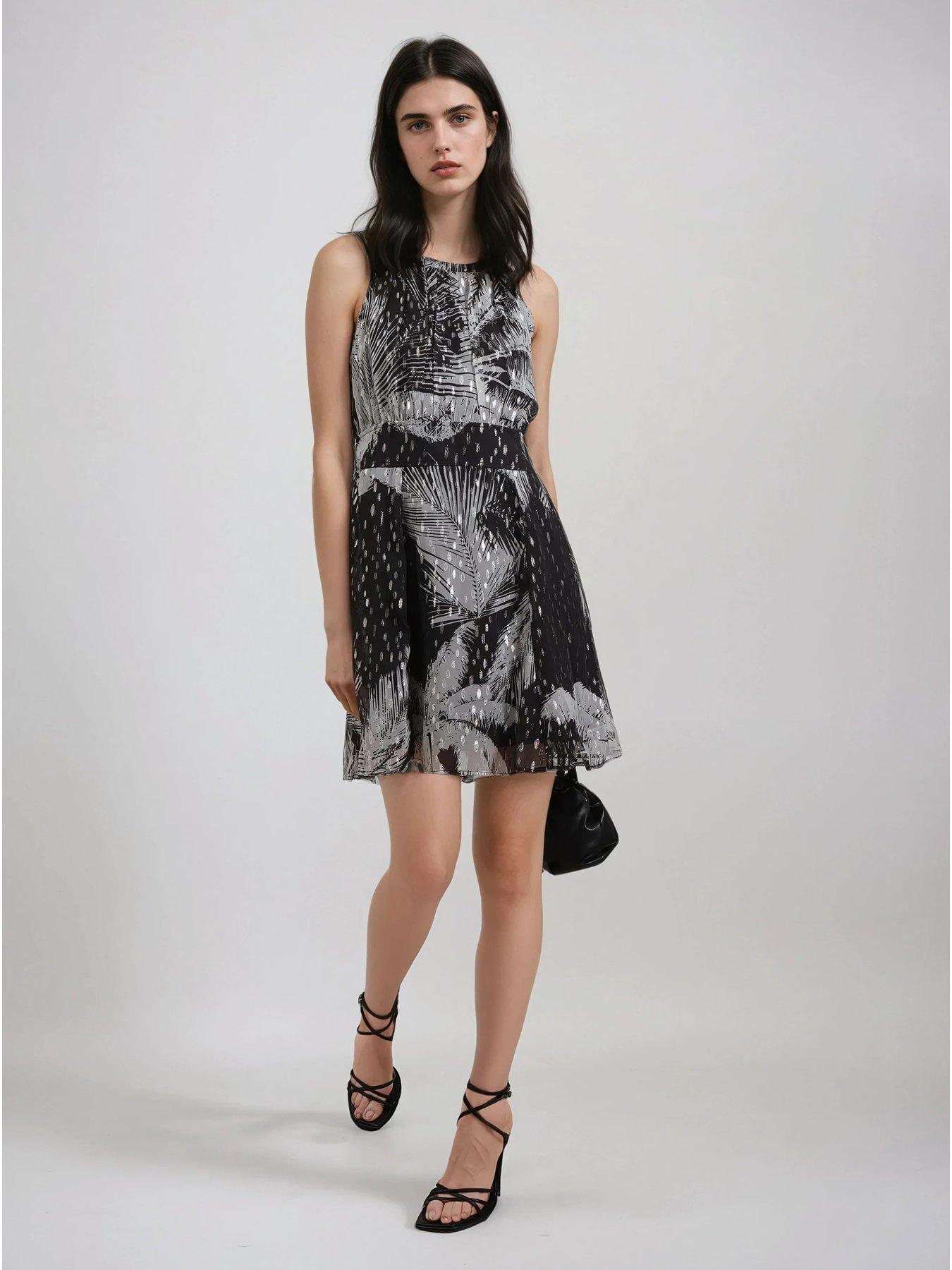 Image 5 of 6 of Religion Palm Mini Dress In Metallic Print
