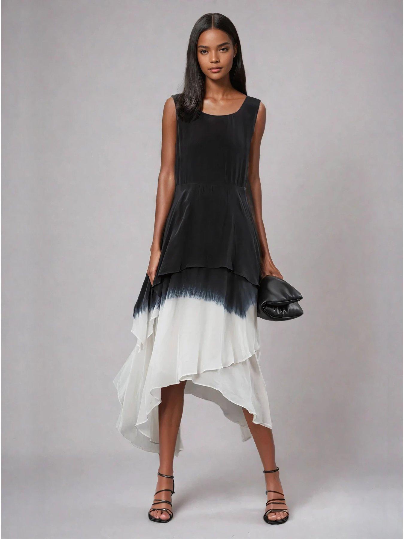undefined Serpentine Asymmetric Dress In Dip Dye