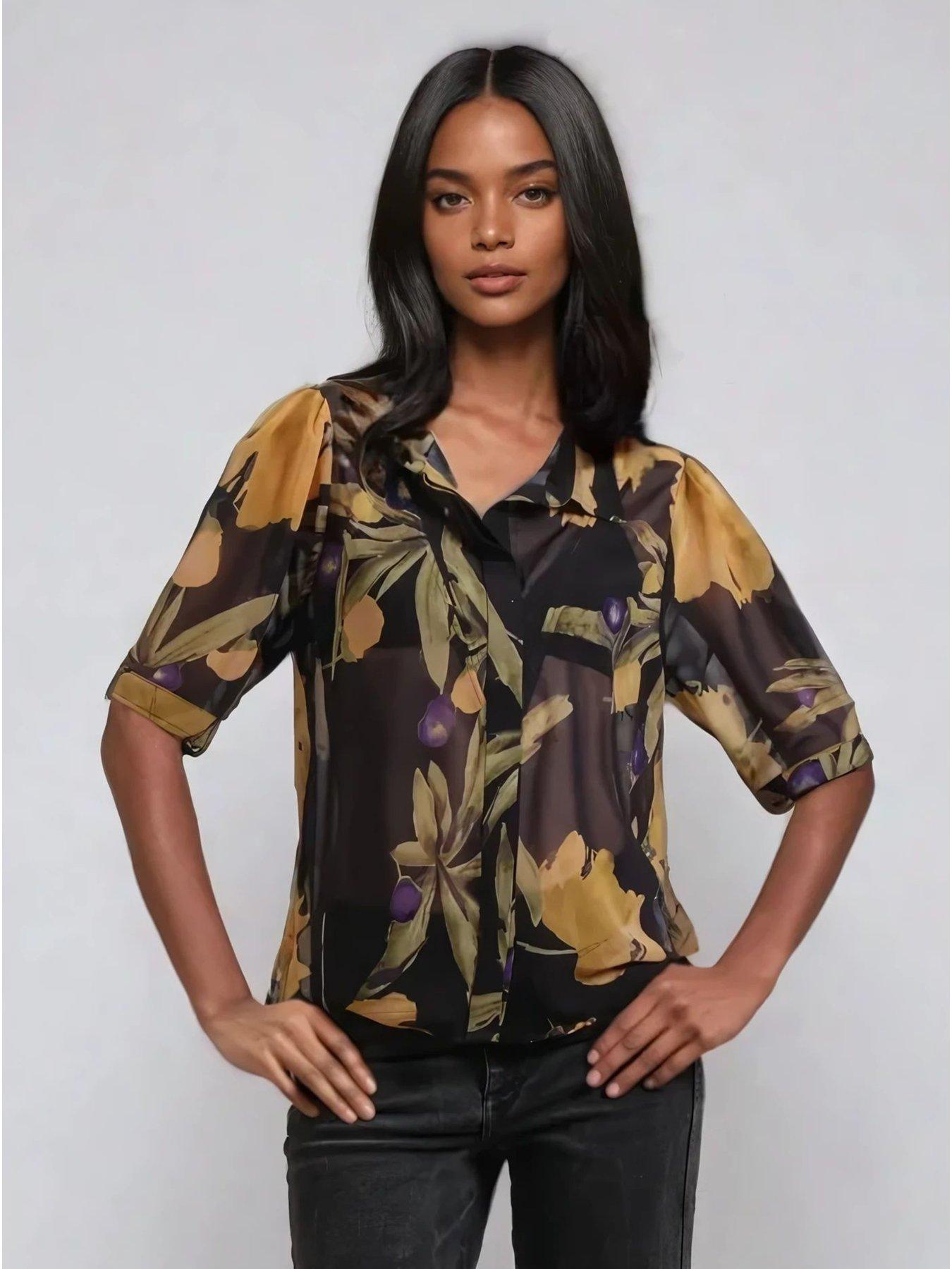 undefined Indium Shirt Blouse With Puff Shoulder - Yellow