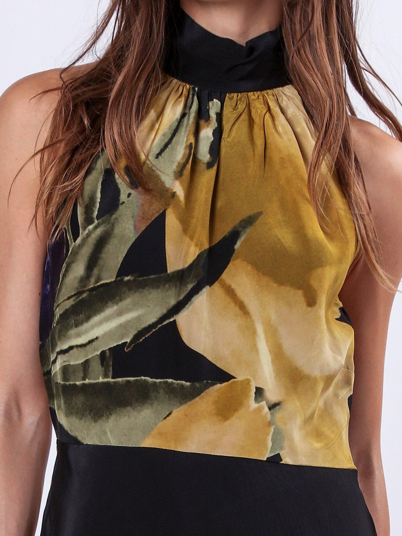 Image 6 of 6 of Religion Valeria Column Maxi Dress With Large Yellow Floral Print