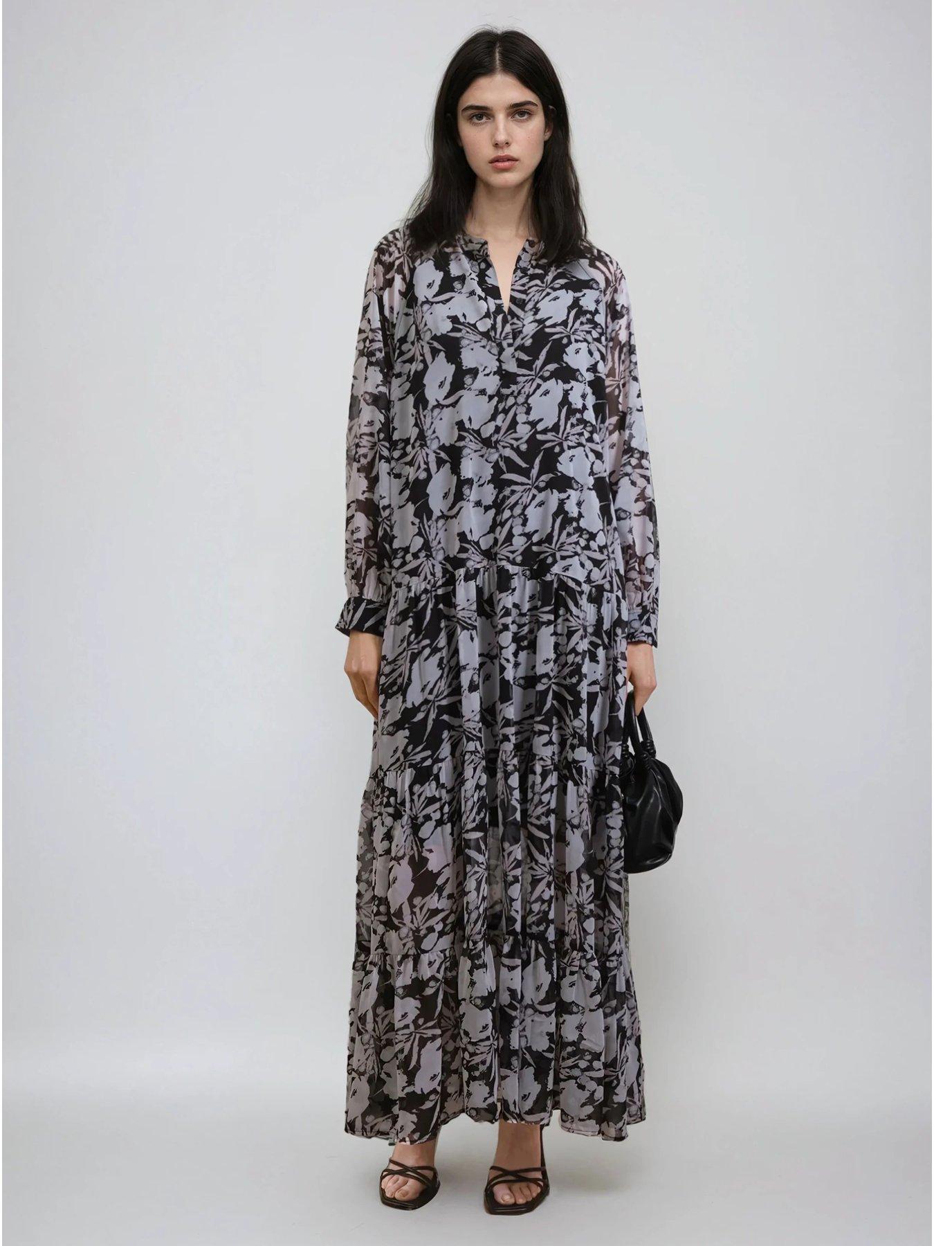 Image 3 of 6 of Religion Sunset Tiered Maxi Dress In Dark Ditsy Floral Print