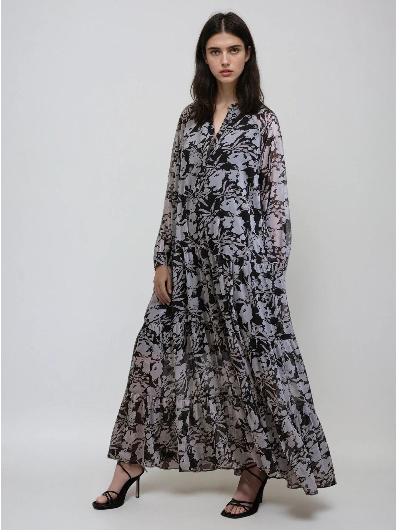 Image 4 of 6 of Religion Sunset Tiered Maxi Dress In Dark Ditsy Floral Print