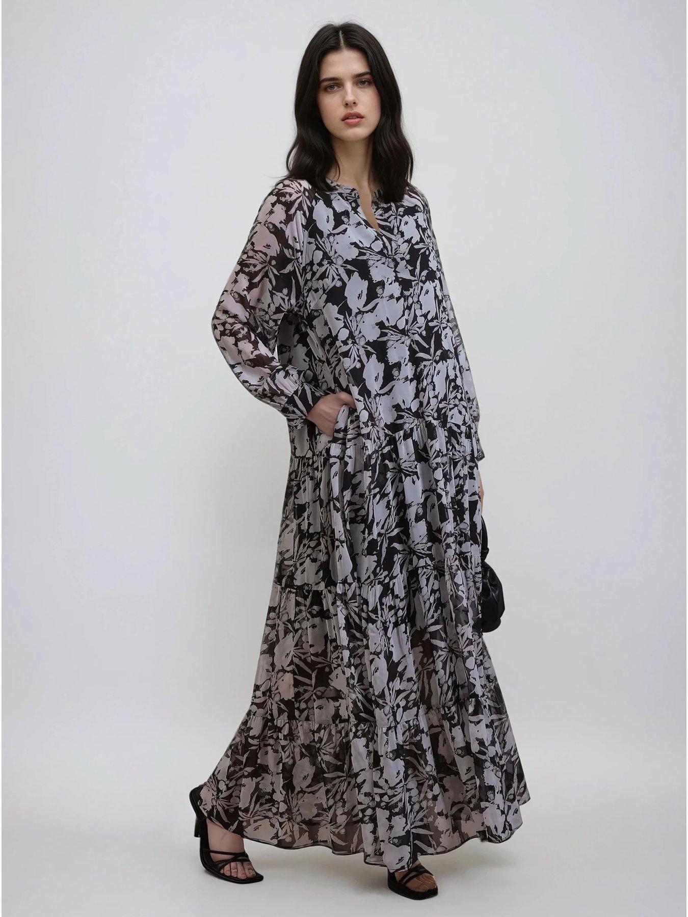 Image 5 of 6 of Religion Sunset Tiered Maxi Dress In Dark Ditsy Floral Print