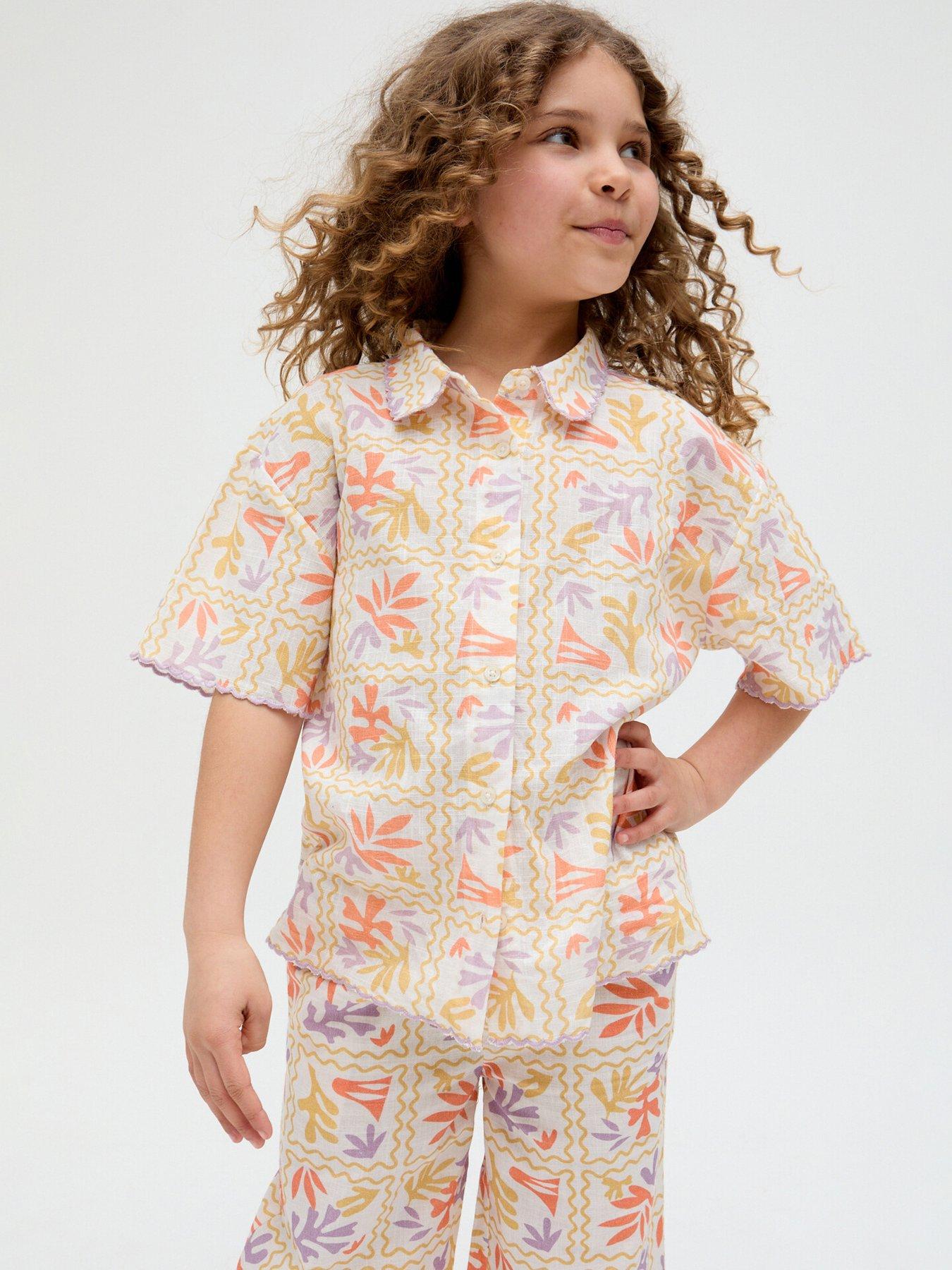 Image 3 of 4 of Raffya Kids Girls Gilly Co Ord Short Sleeve Shirt - Multi