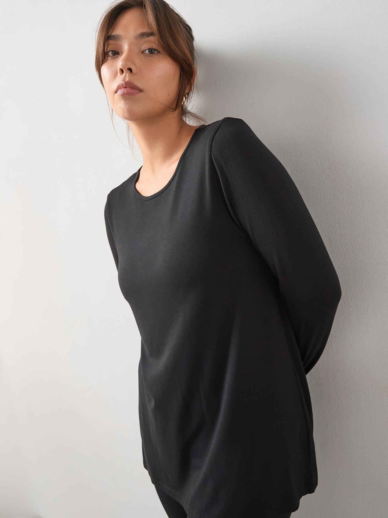 The Very Collection Curve Jersey Long Sleeve Swing Top - Black