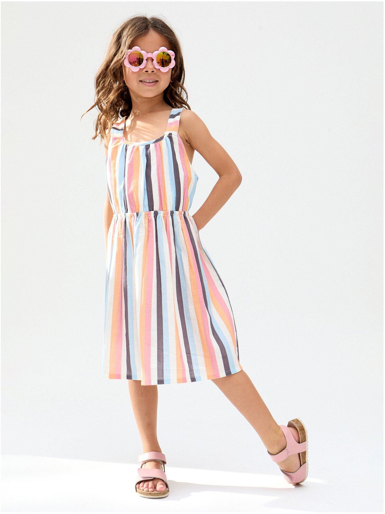 undefined Kris Cross Back Stripe Mini Dress - Blue