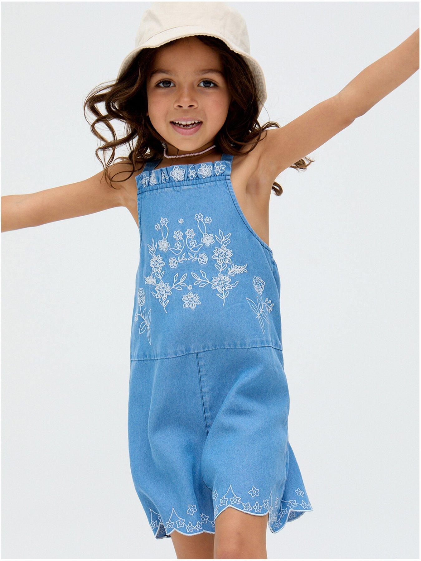 undefined Rachel Embroidered Romper - Light Blue