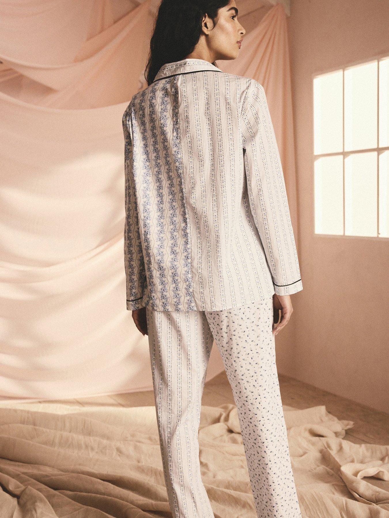 Image 2 of 4 of Cath Kidston Print Mix Button Up Pyjamas - Blue