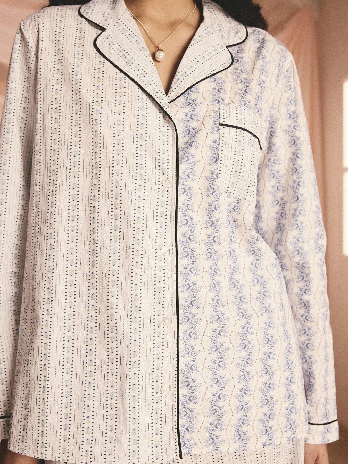 Image 3 of 4 of Cath Kidston Print Mix Button Up Pyjamas - Blue