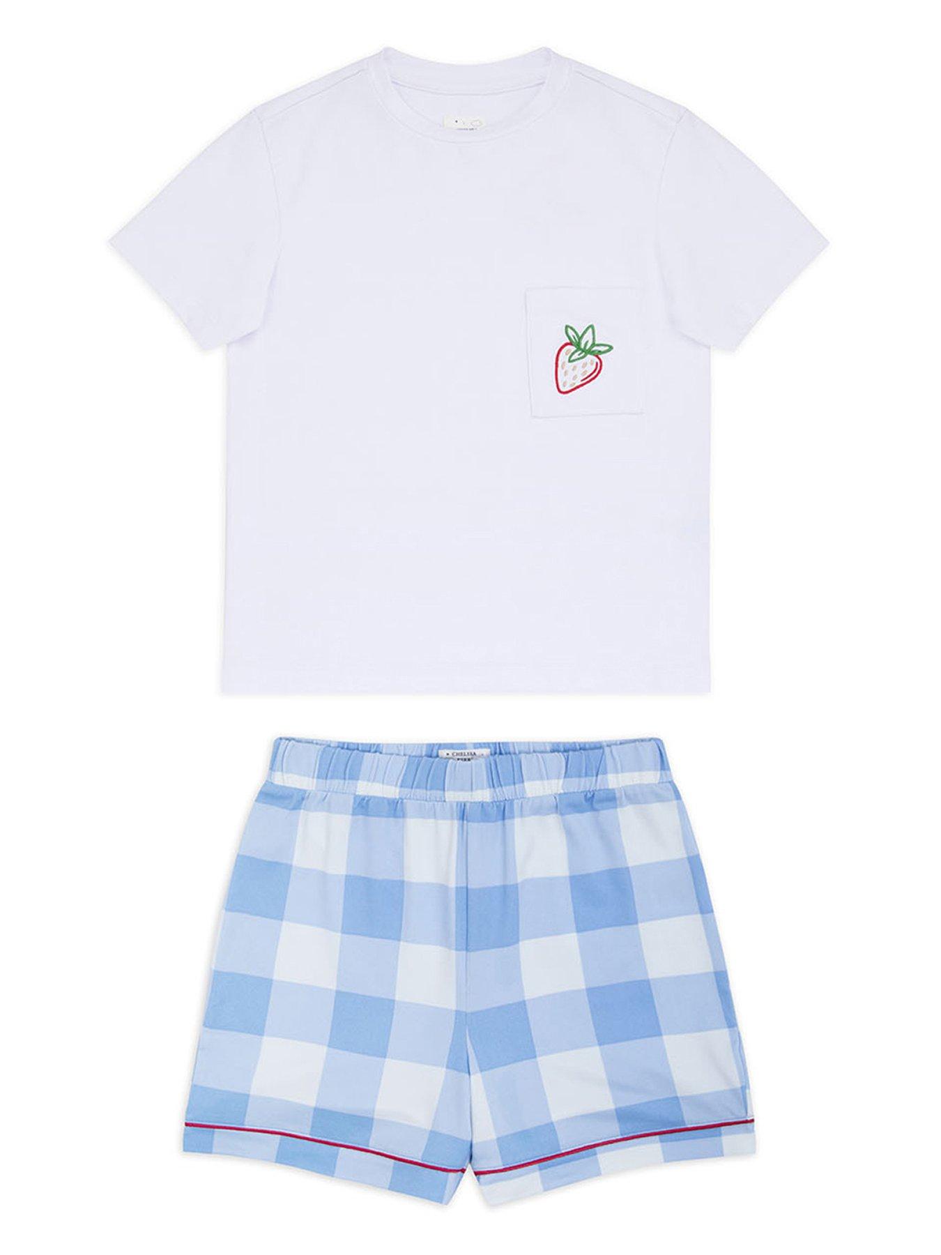 undefined Kids Gingham  &  Strawberry Print Short Pyjama Set