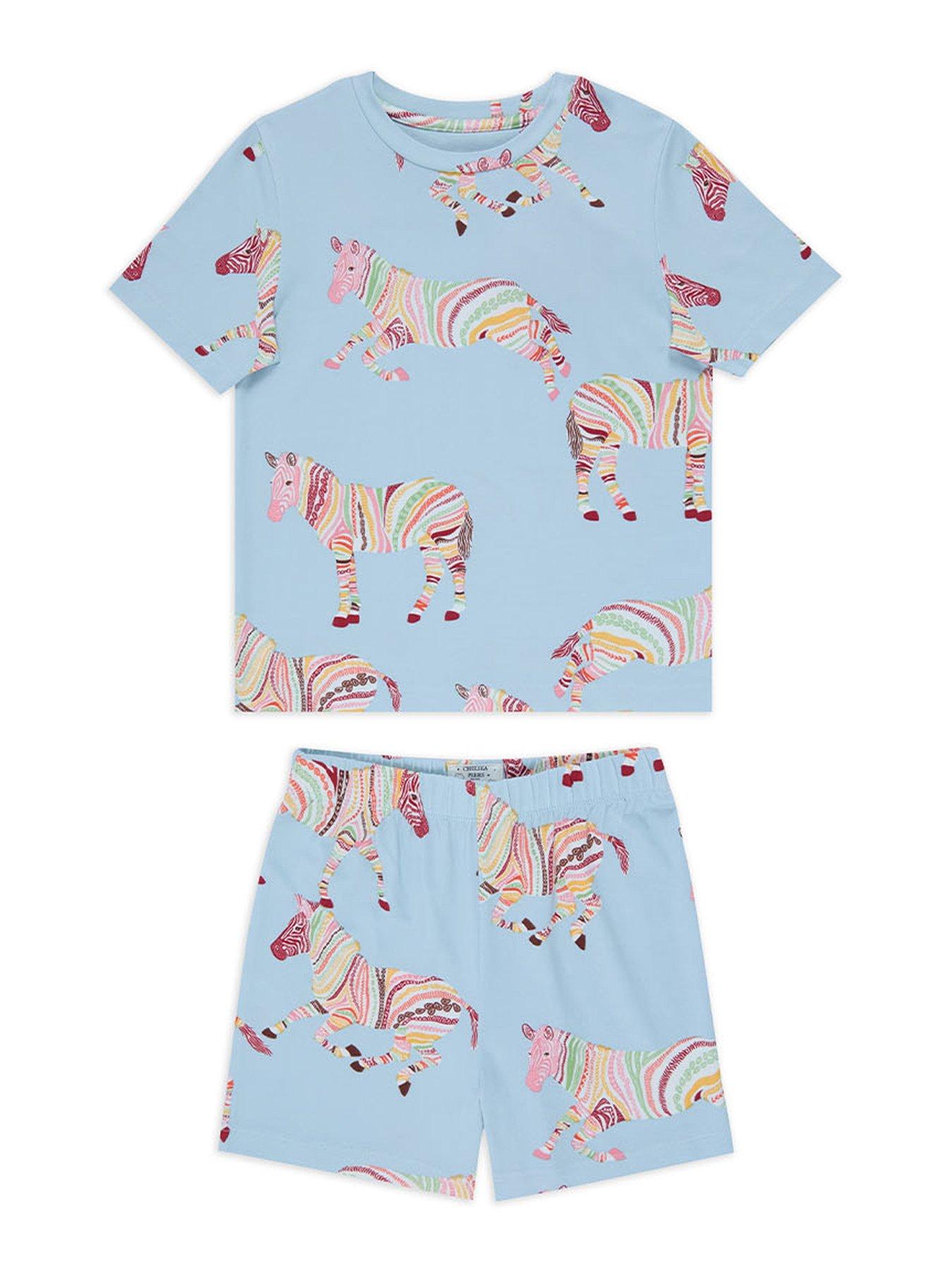 undefined Unisex Kids Patterned Stripe Zebra Shirt And Short Pyjama Set - Multi