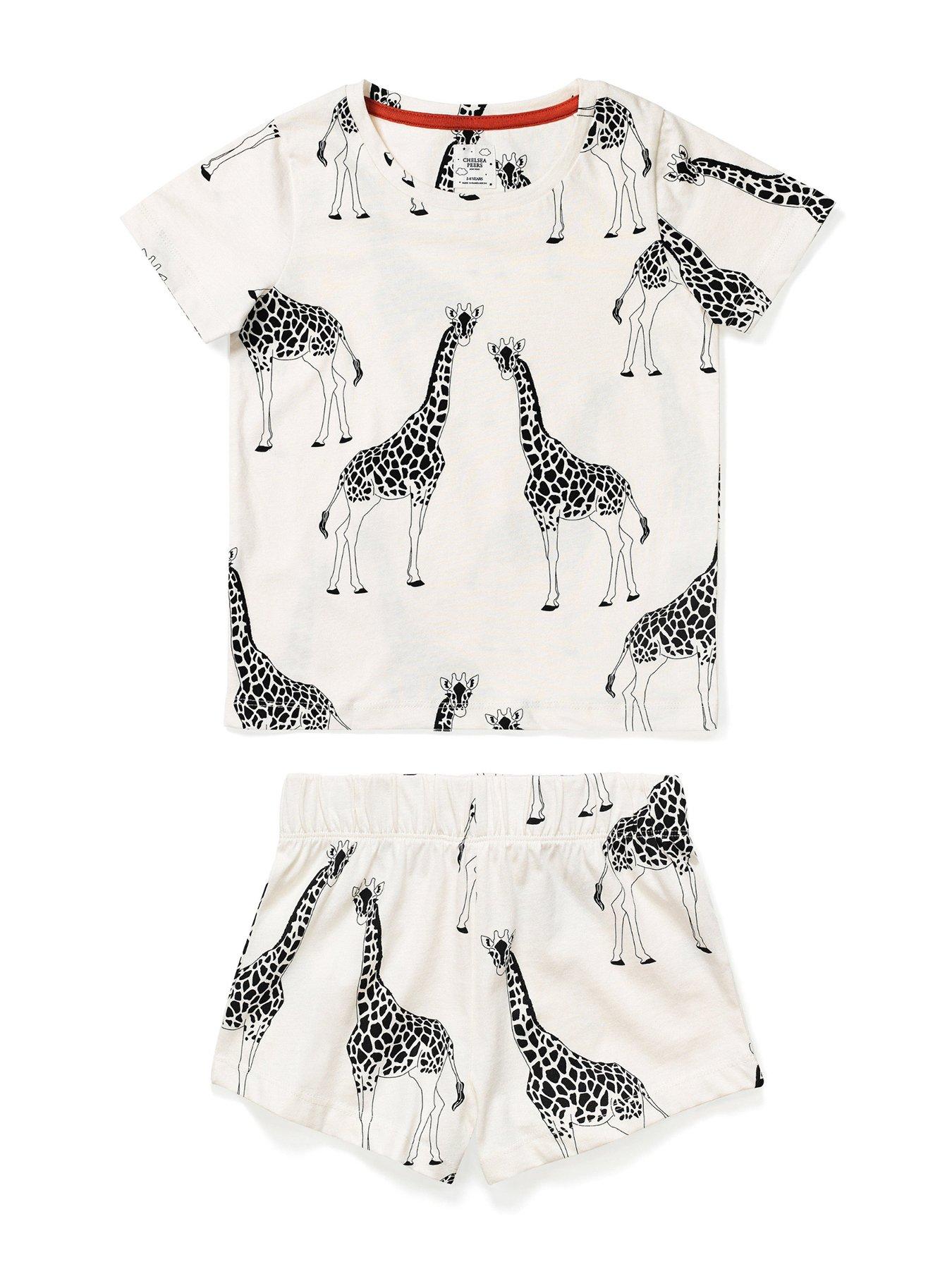 undefined Unisex Kids Giraffe Print Short Pyjama Set - Cream