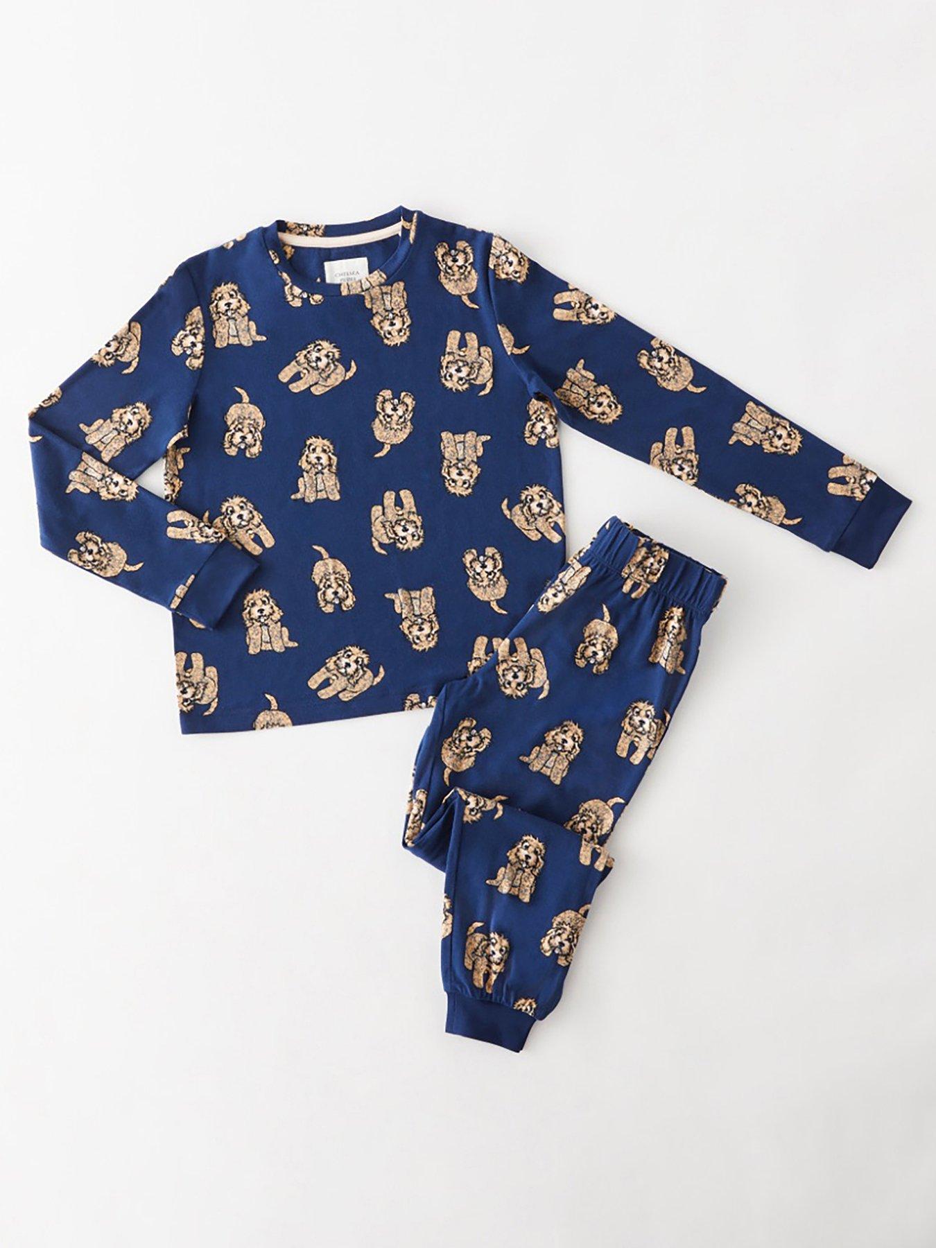 CHELSEA PEERS Kids Unisex Cockapoo Print Long Pyjama Set - Navy | Very