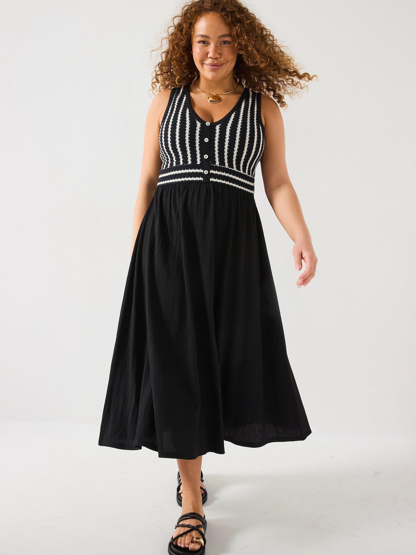 Image 1 of 6 of V by Very Curve Crochet Top Midaxi Dress