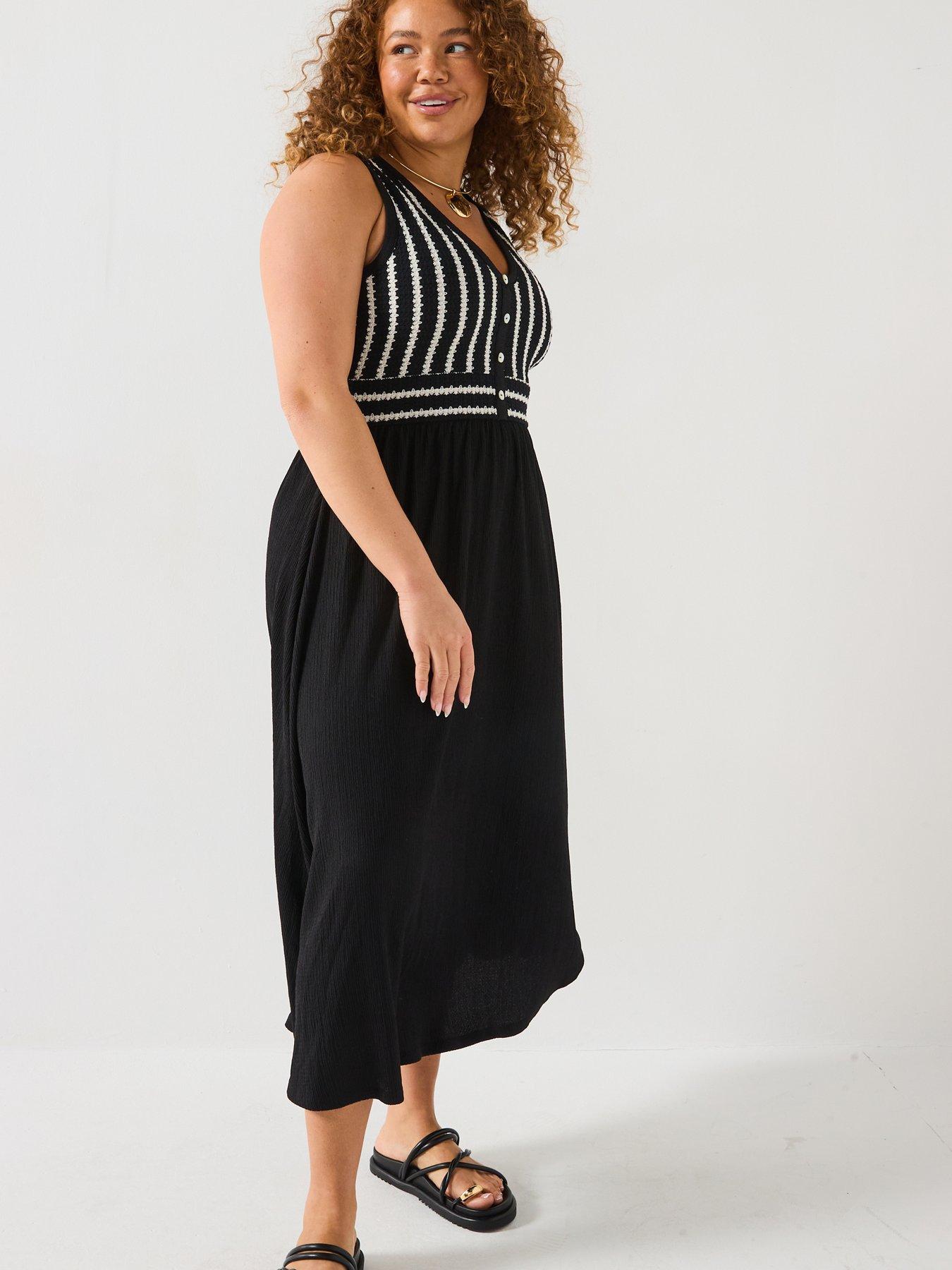 Image 3 of 6 of V by Very Curve Crochet Top Midaxi Dress