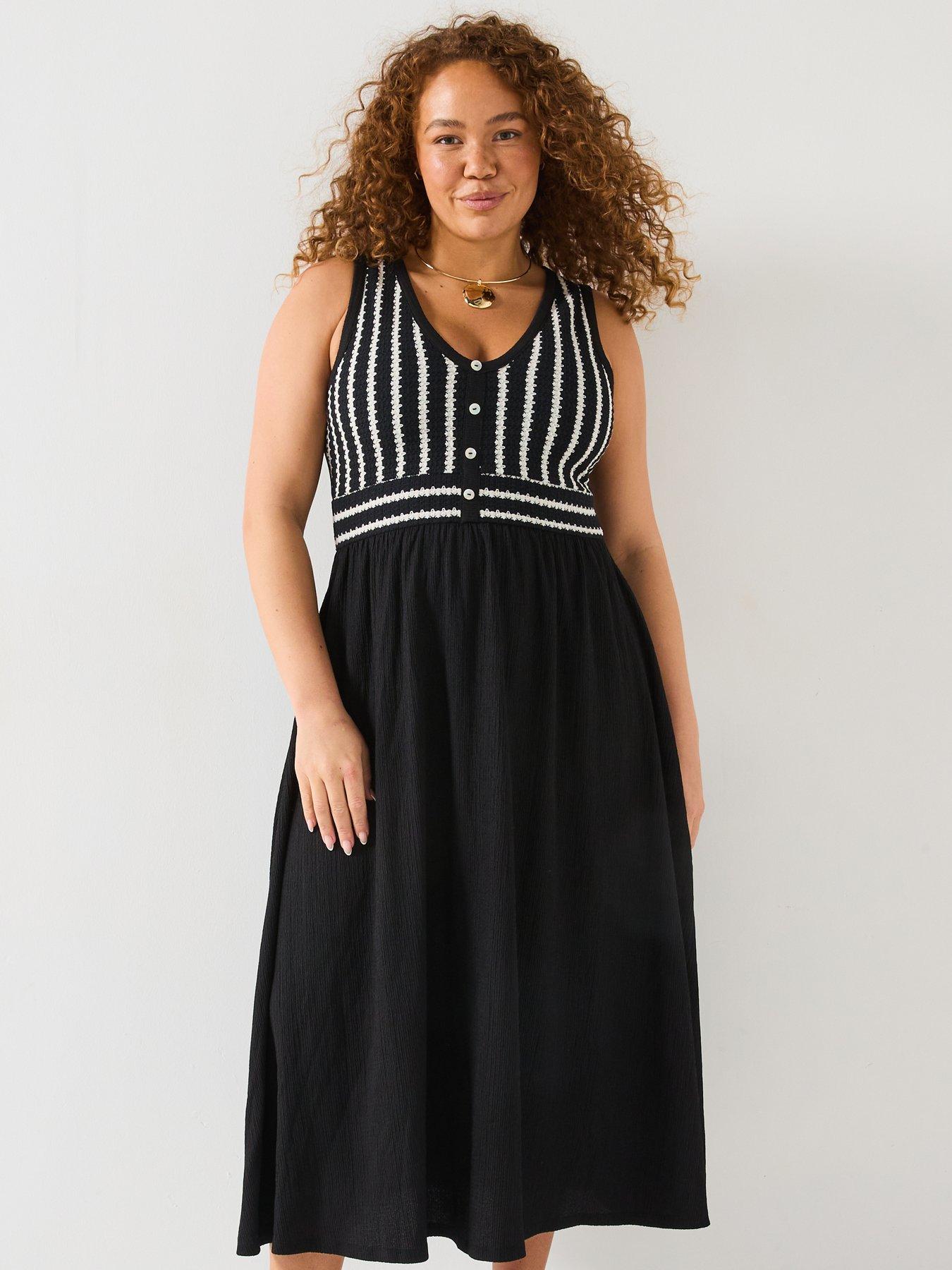 Image 6 of 6 of V by Very Curve Crochet Top Midaxi Dress