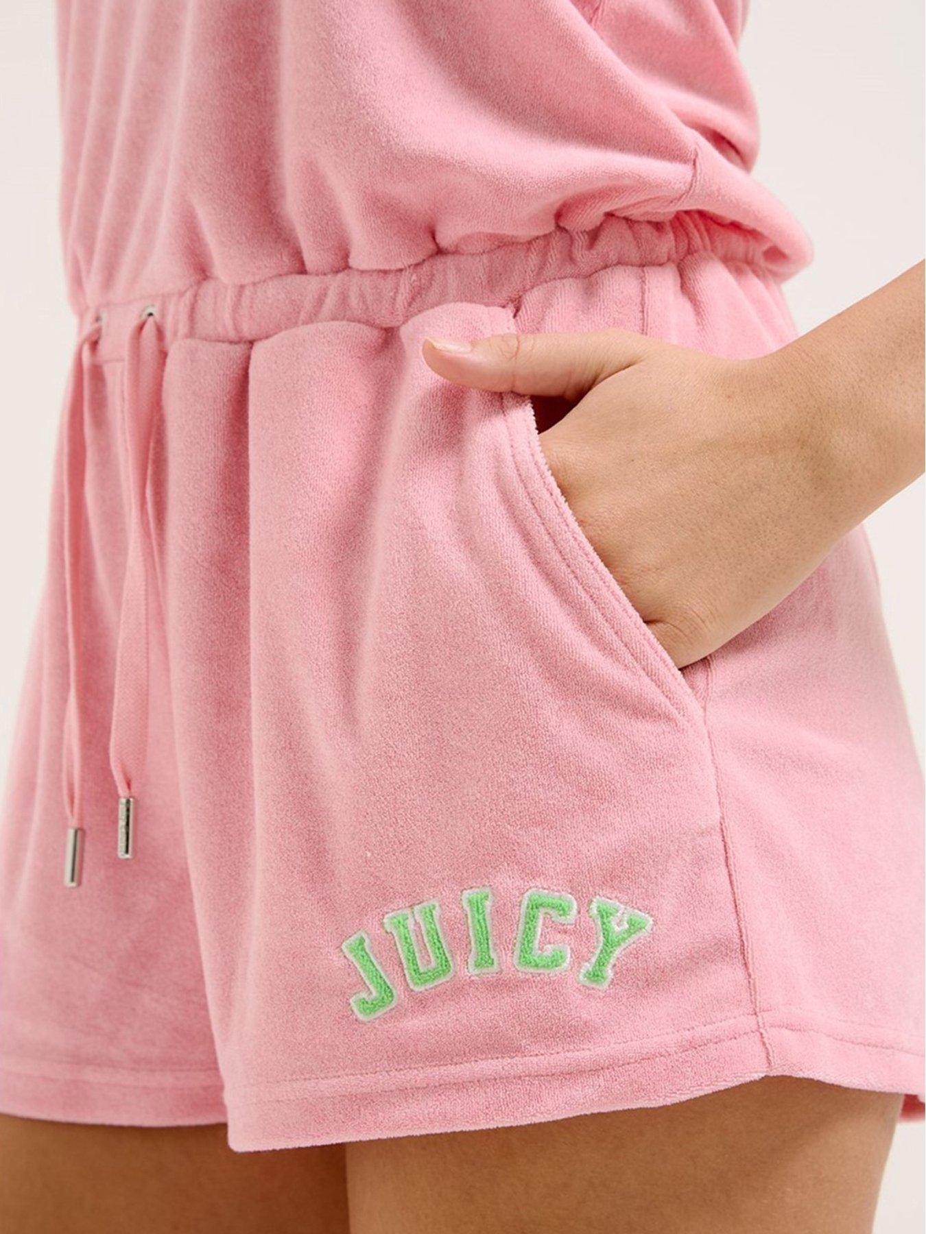 Image 4 of 4 of Juicy Couture Bandeau Drawstring Romper - Pink