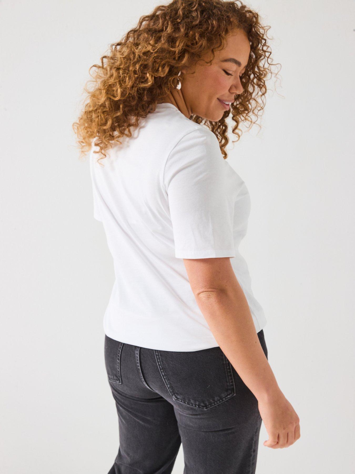 Image 2 of 6 of V by Very Curve Diamante Bow T-shirt