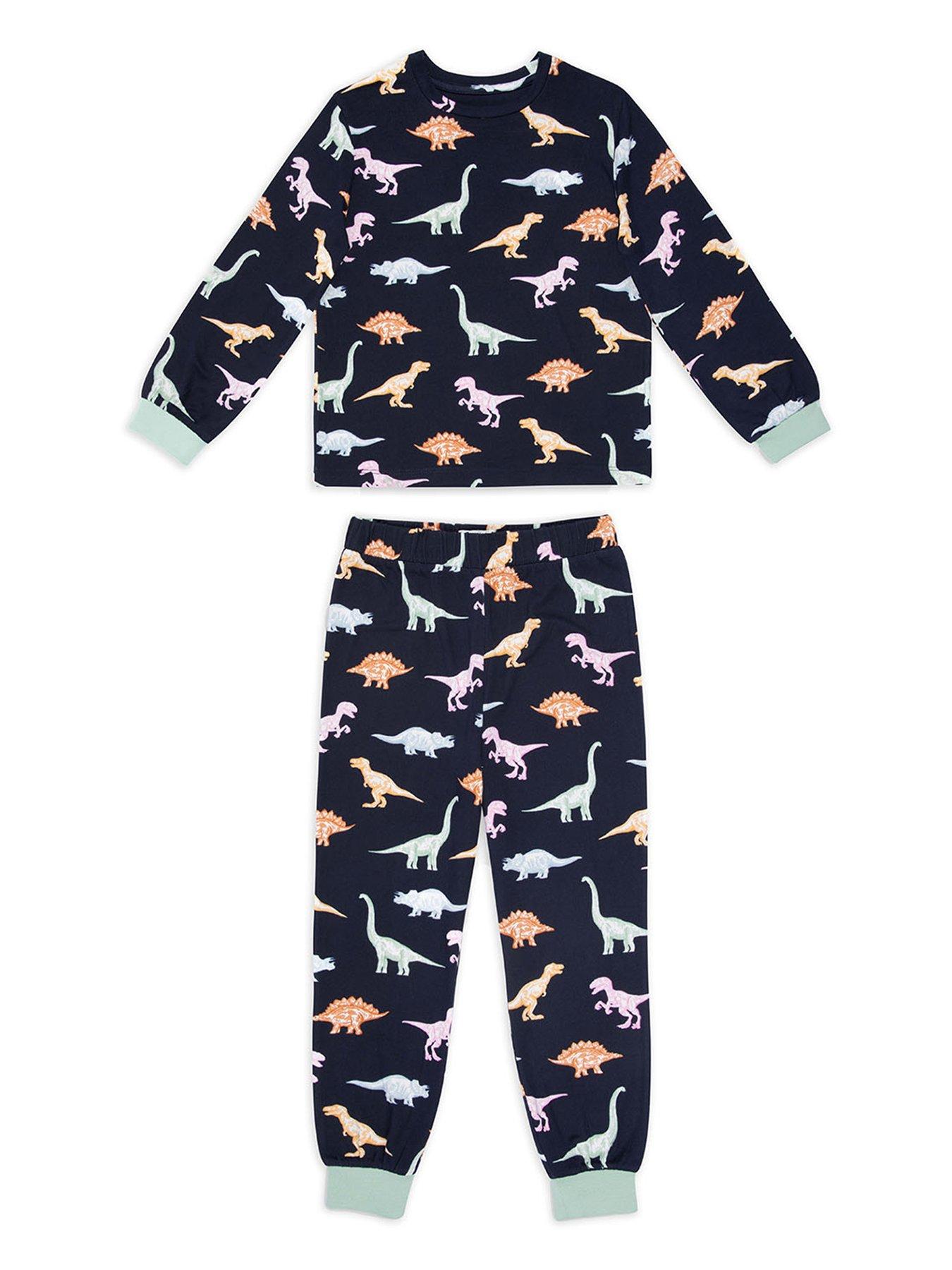 undefined Kids Dinosaur Print Long Pyjama Set - Navy