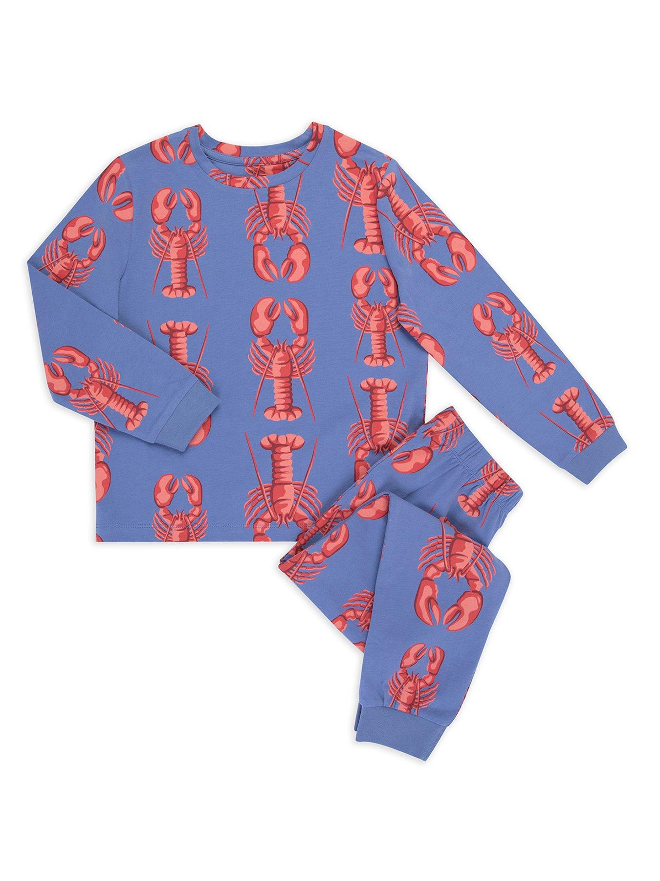 undefined Unisex Kids Lobster Stripe Long Sleeve Pyjamas - Blue