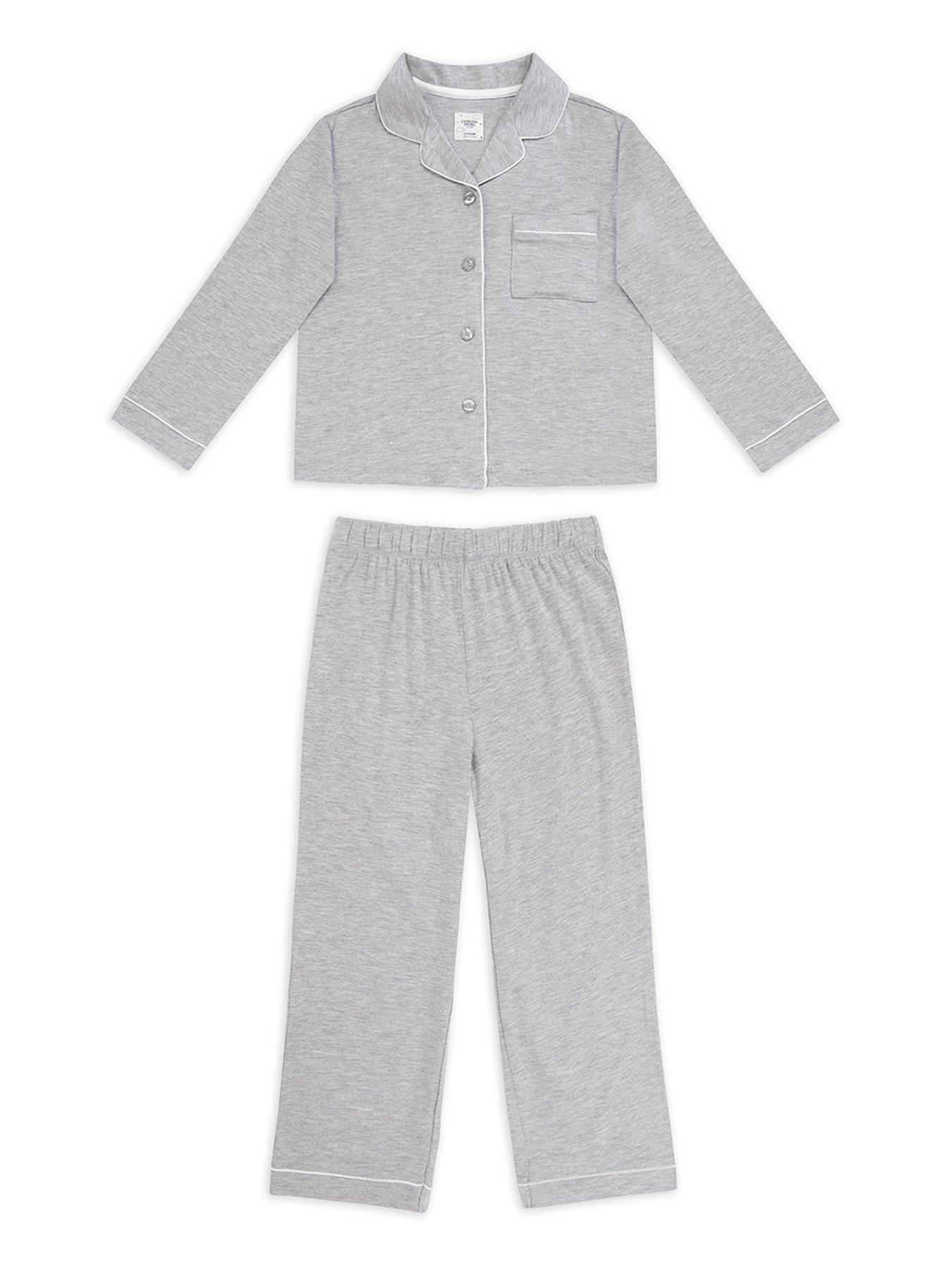 undefined Kids Unisex Long Button Up Pyjama Set - Grey