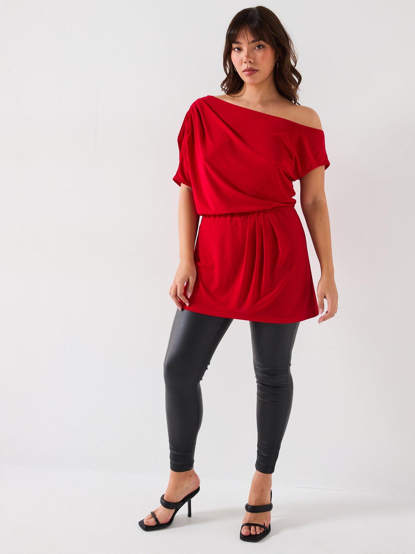Image 3 of 6 of V by Very Curve Off The Shoulder Stretch Top - Red