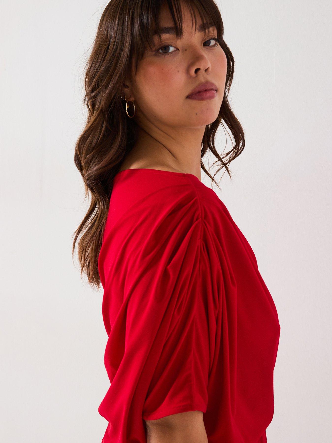 Image 4 of 6 of V by Very Curve Off The Shoulder Stretch Top - Red