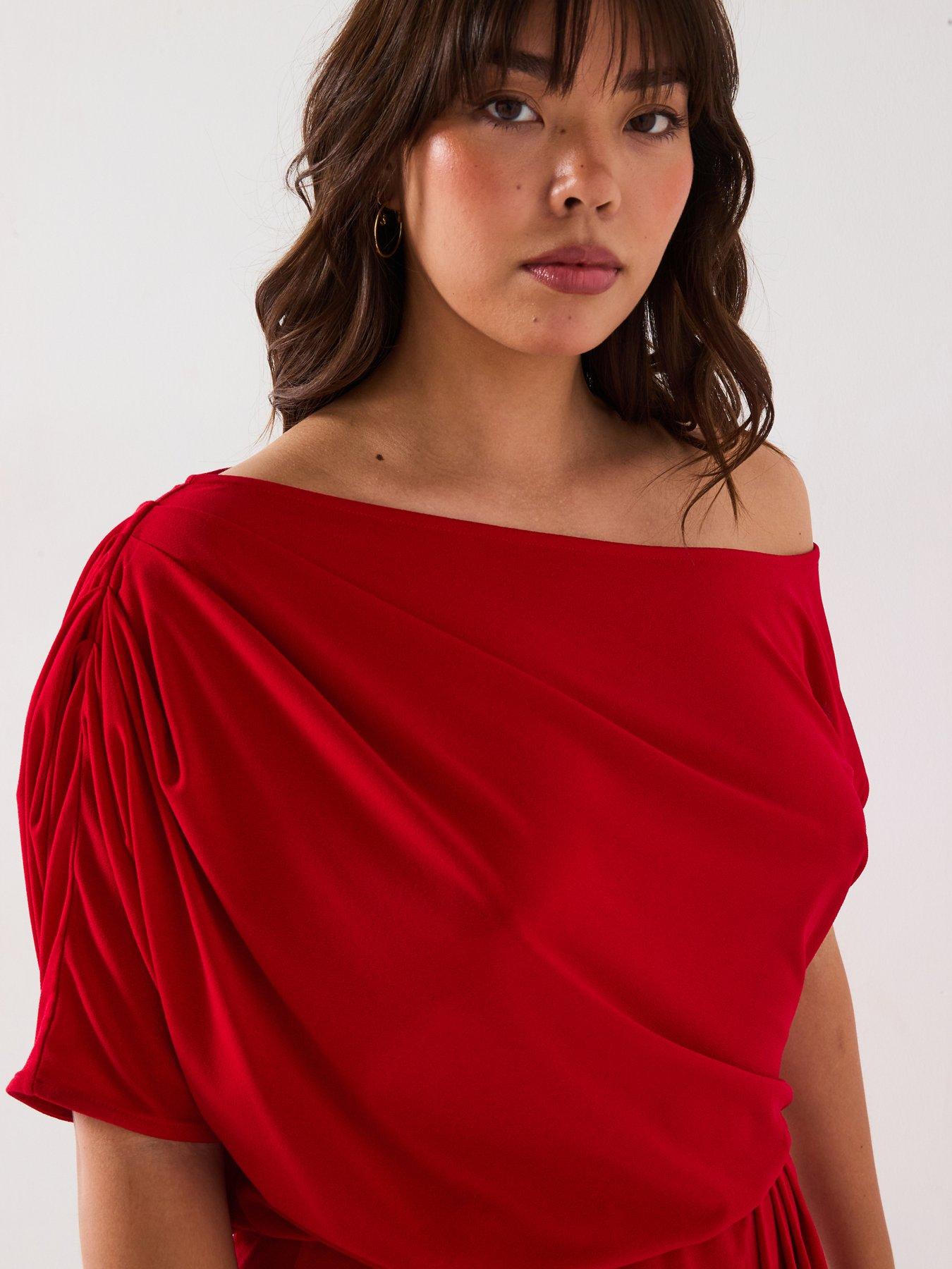 Image 5 of 6 of V by Very Curve Off The Shoulder Stretch Top - Red