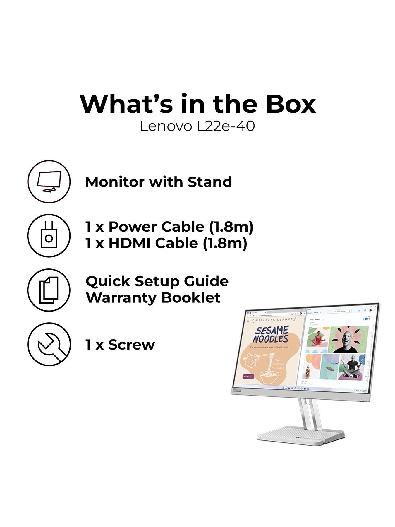 Image 5 of 7 of Lenovo L22e-40 22in, FHD(1920 x 1080), 75Hz, Freesync, VA, VESA Support, Adjustable Stand, Eyesafe 2.0, Monitor