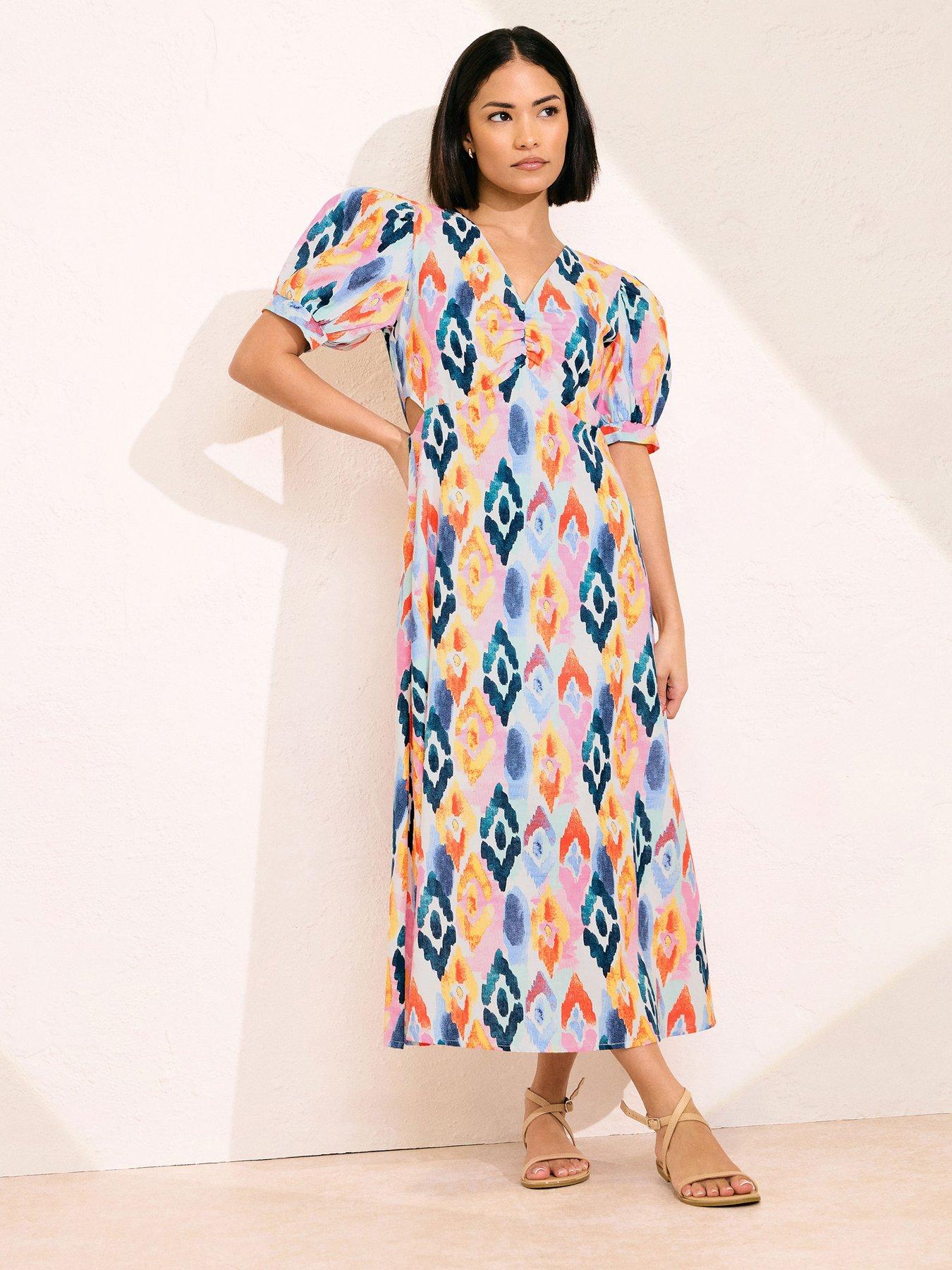 undefined Petite Puff Sleeve Midi Dress