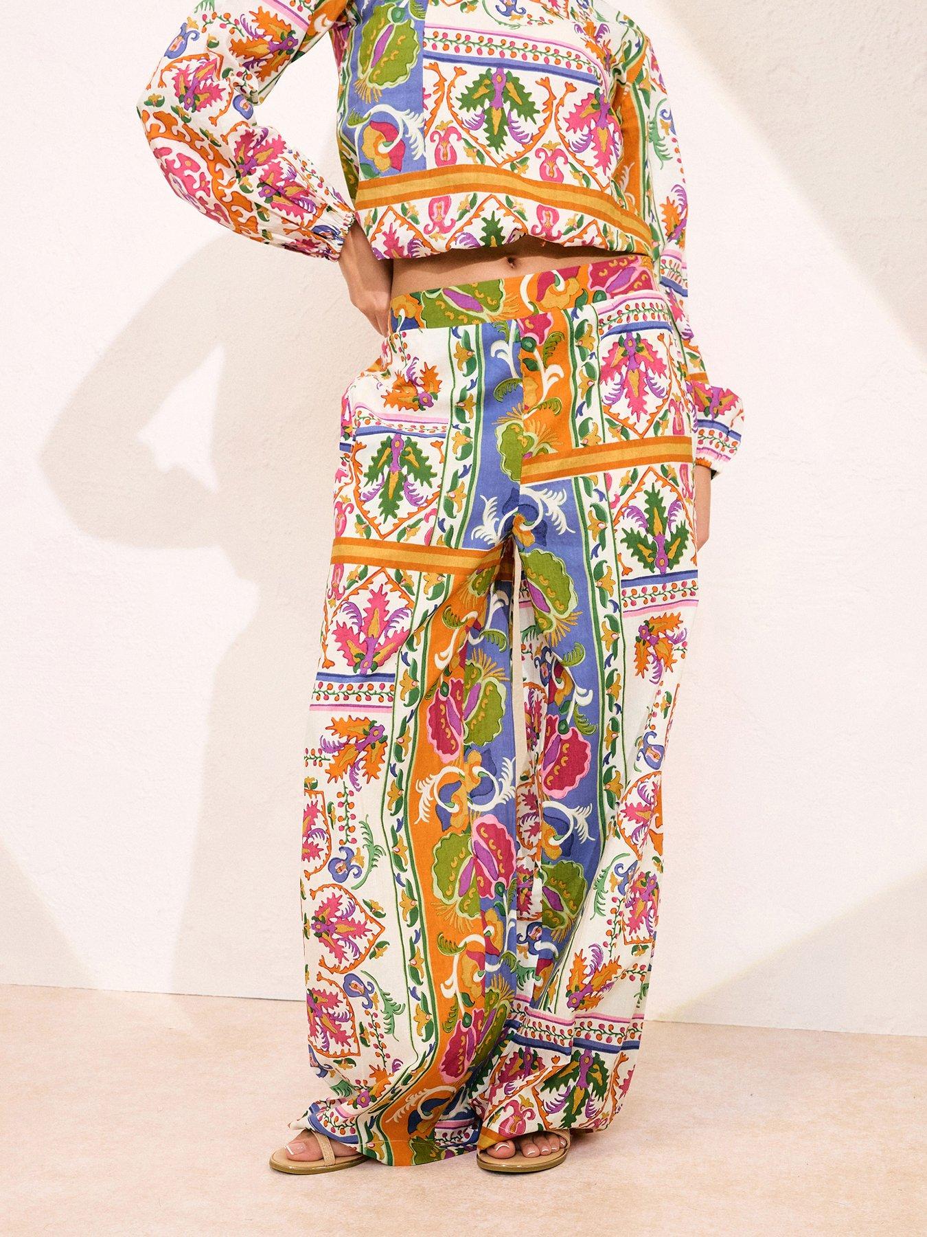 undefined Petite Scarf Print Wide Leg Trouser