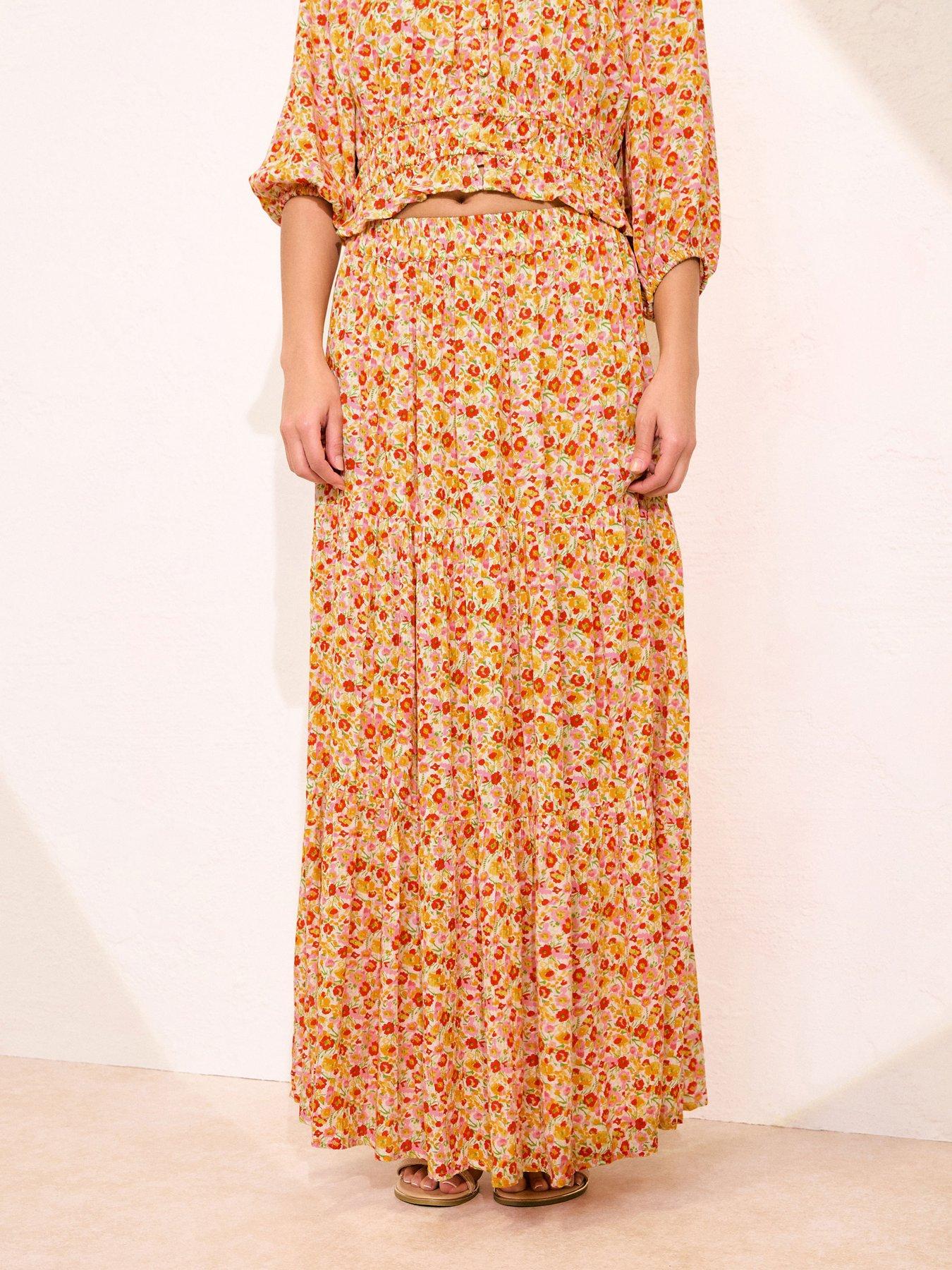 undefined Petite Ditsy Tiered Maxi Skirt