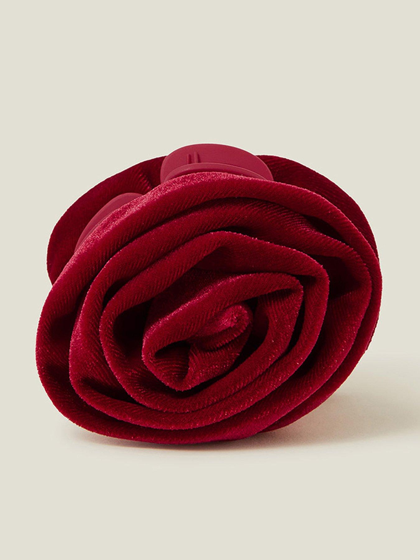 undefined Velvet Corsage Claw Clip - Red