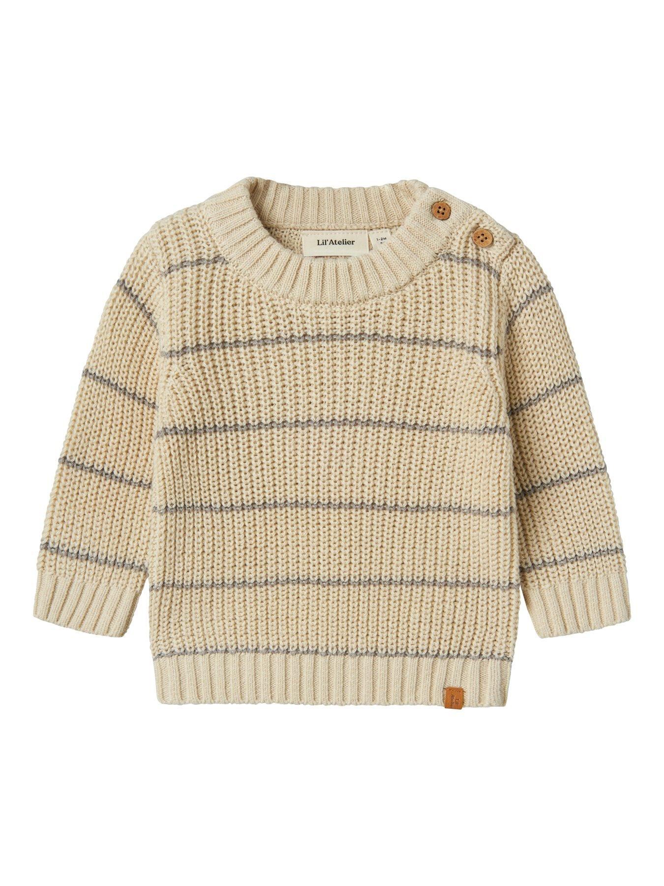 Lil Atelier Baby Boys Striped Knitted Jumper - Turtledove