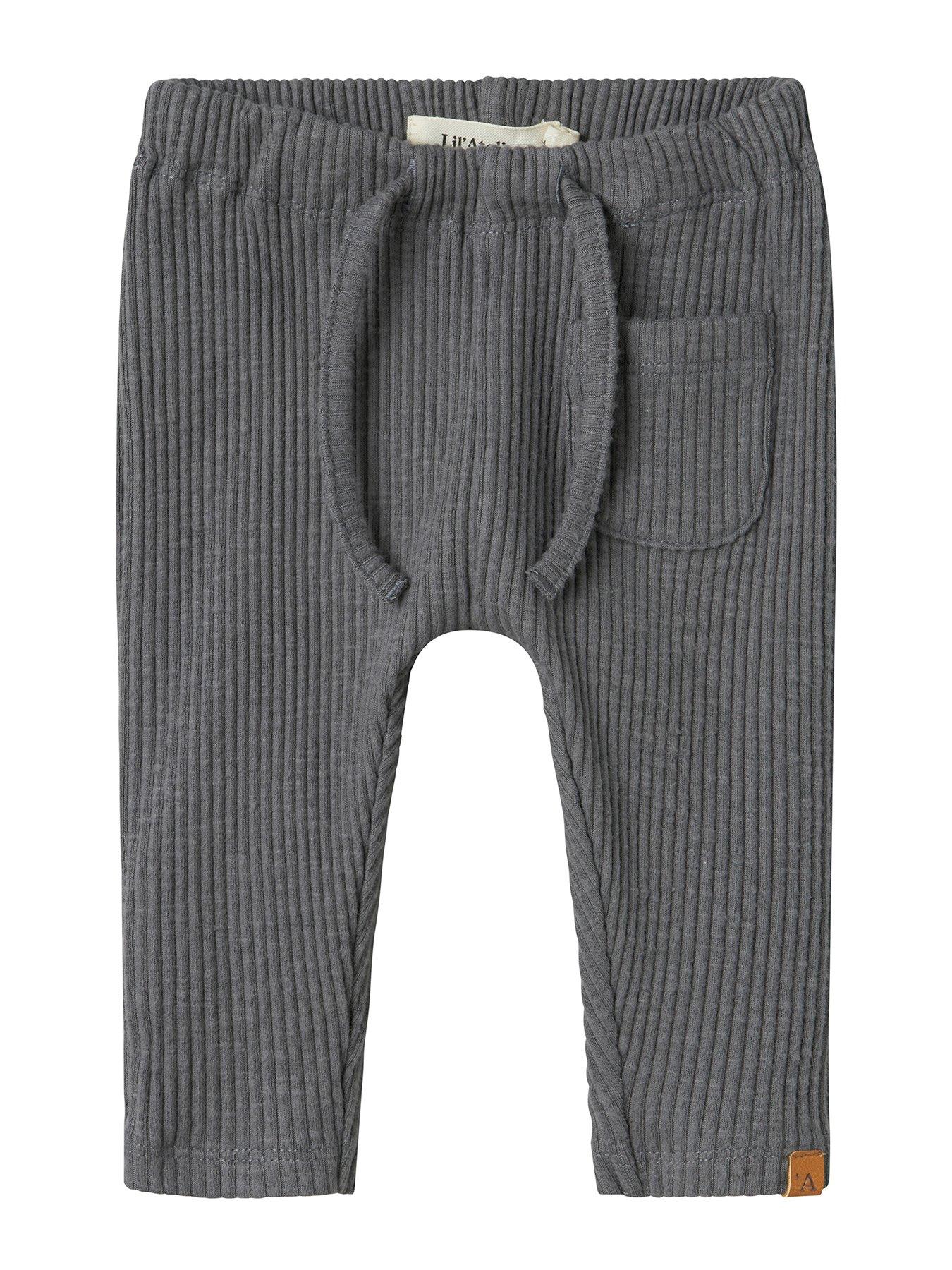 Lil Atelier Baby Boys Ribbed Leggings - Poppy Seed - Dark Grey