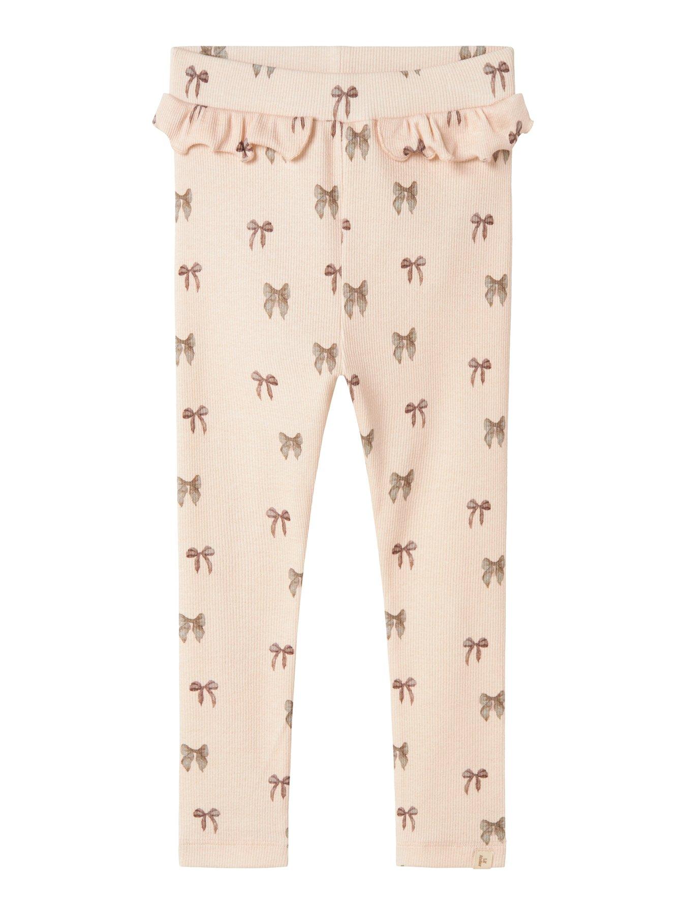 Image 1 of 3 of Lil Atelier Mini Girls Bow Print Leggings - Peony Bow