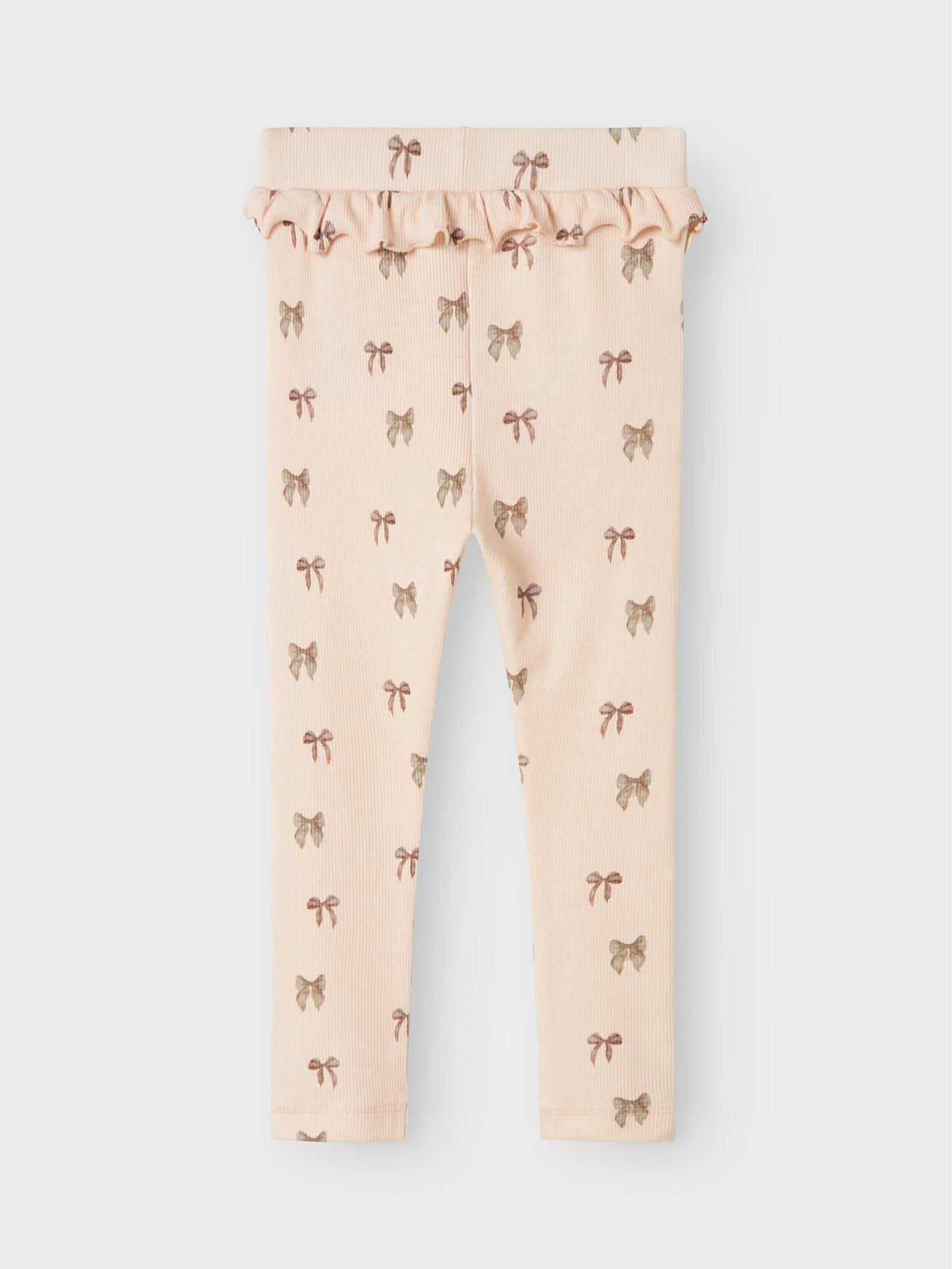 Image 2 of 3 of Lil Atelier Mini Girls Bow Print Leggings - Peony Bow